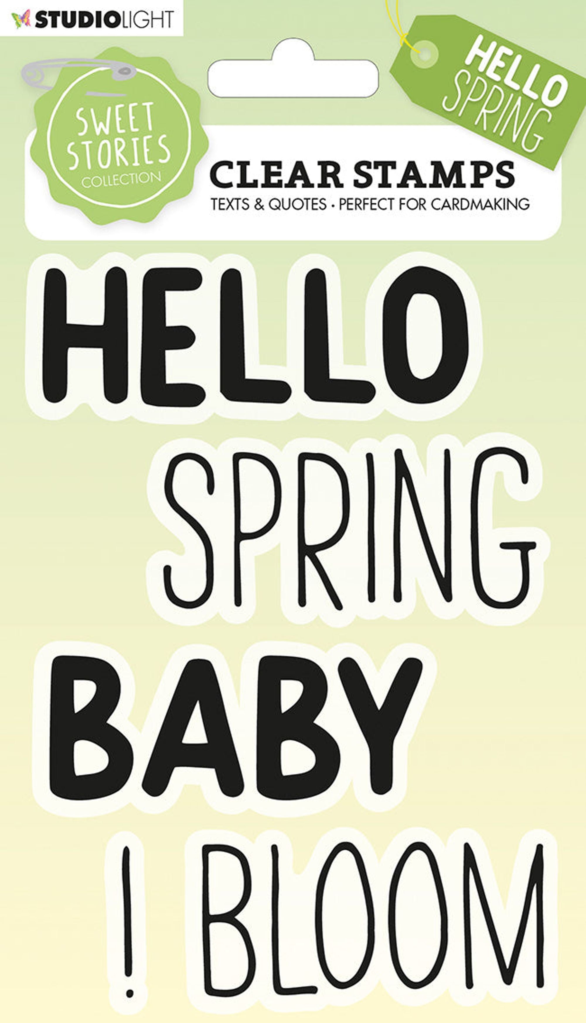 SS Clear Stamp Quotes Large Hello Spring Sweet Stories 105x148x3mm 4 PC nr.214