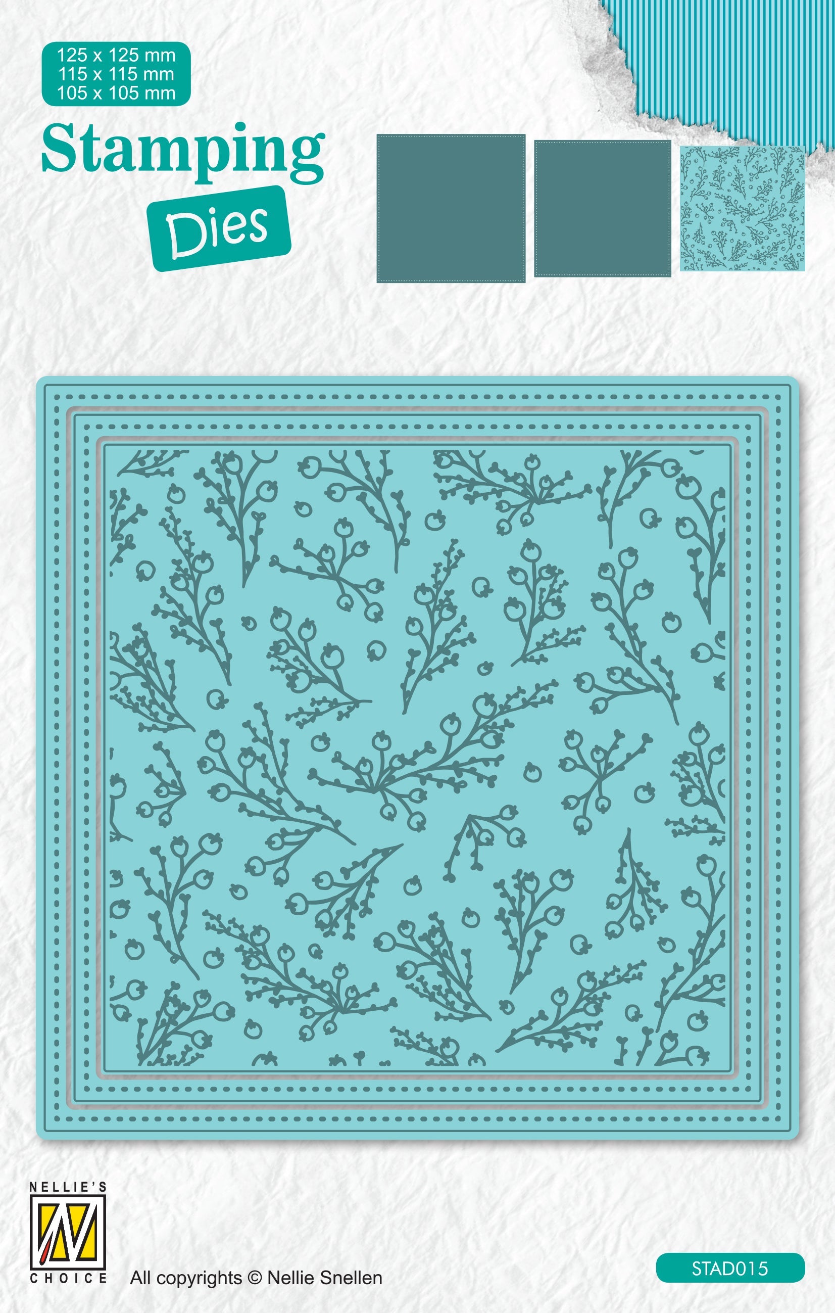 Nellie's Choice Stamping Die Square - Christmas - Branches With Berries
