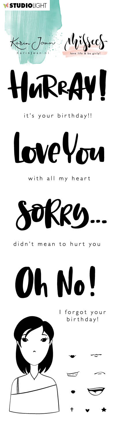 Karin Joan Clear Stamp Eng.Text Missees Collection 65x210mm nr.09