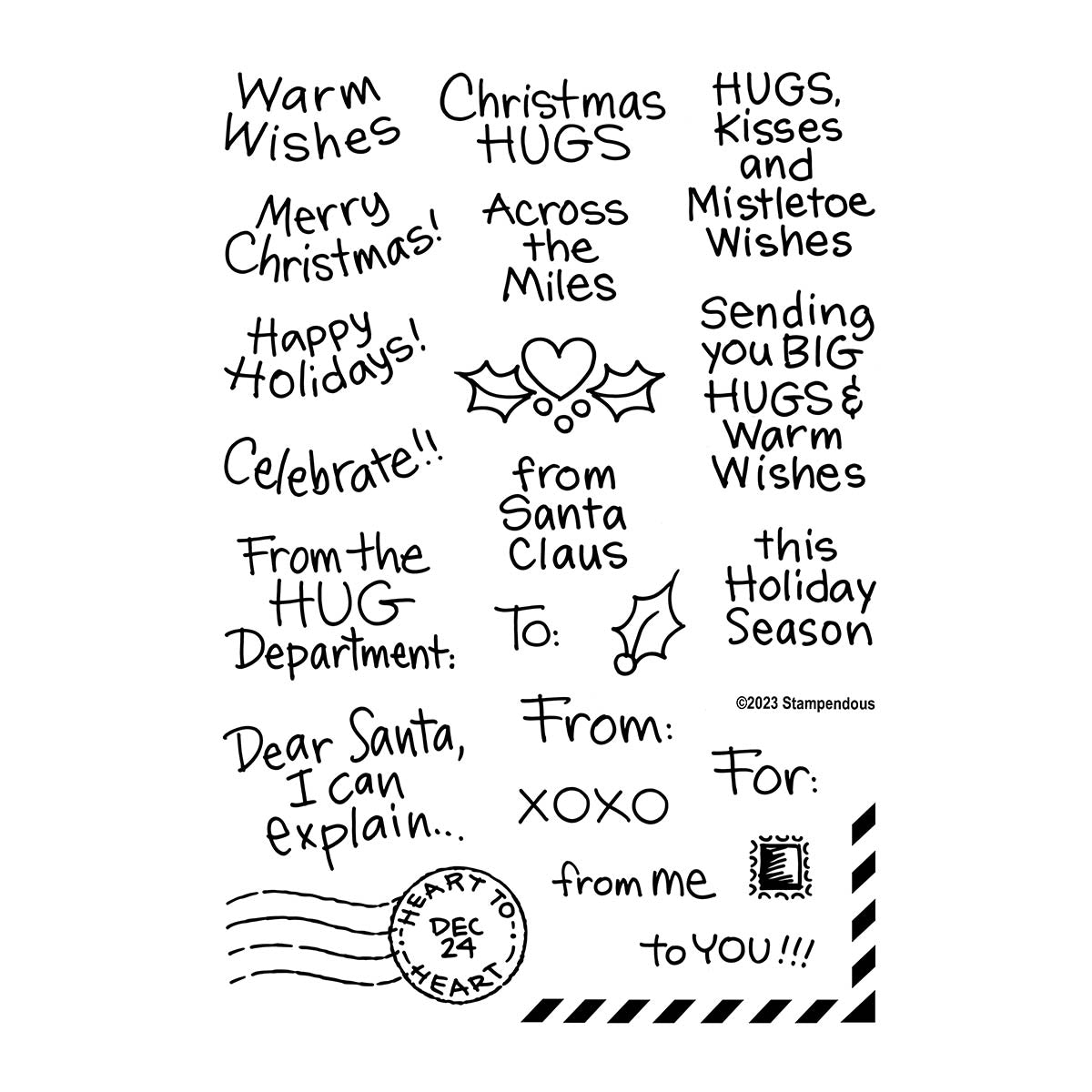 Holiday Hugs Sentiments Clear Stamp Set from the Holiday Hugs Collection by Stampendous