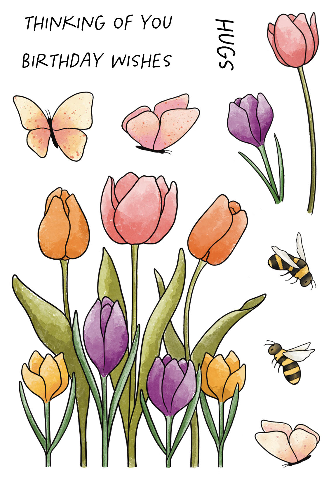 Creative Expressions Jane's Doodles Tulip & Crocus 4 in x 6 in Clear Stamp Set