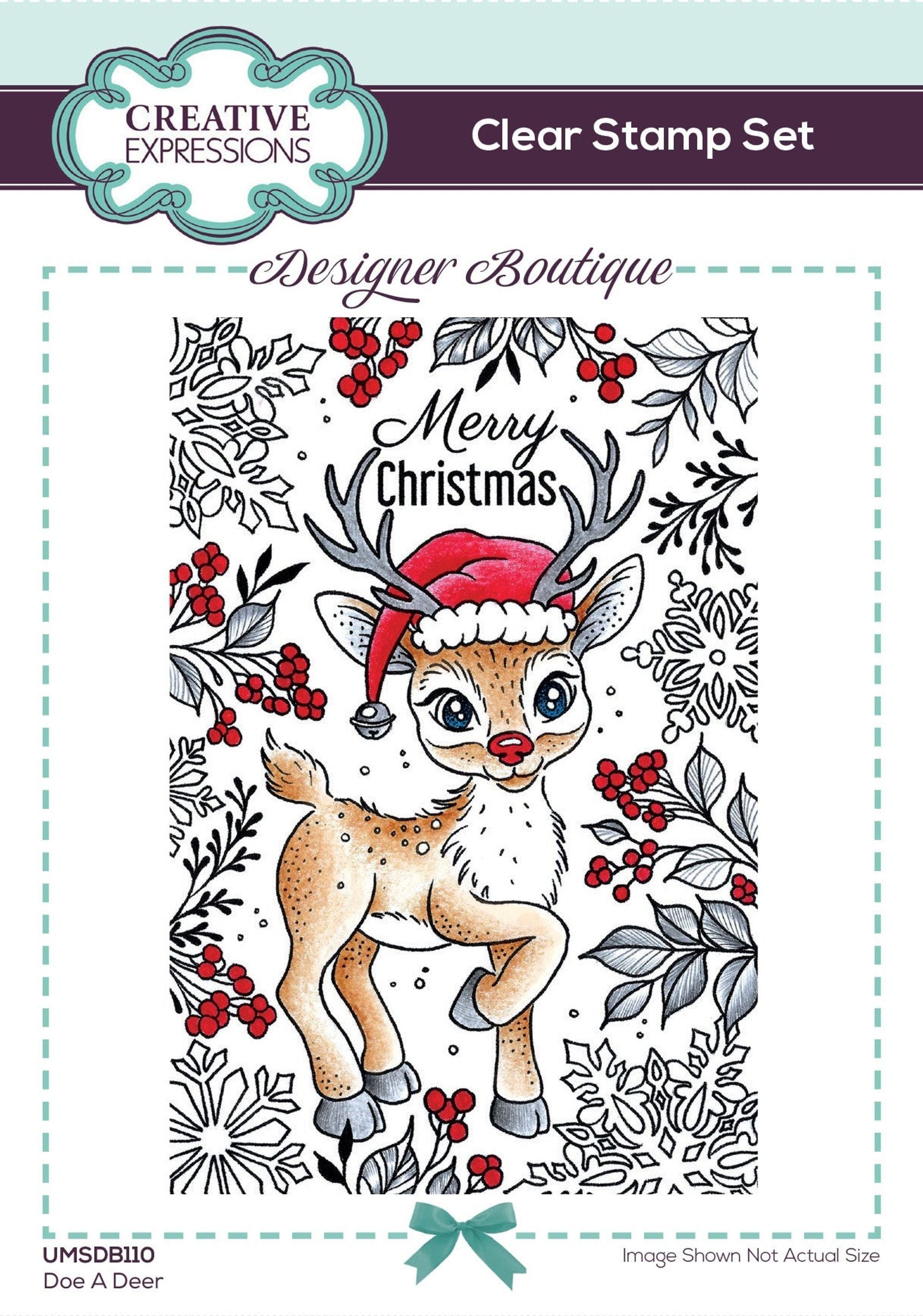 Creative Expressions Designer Boutique Doe A Deer 6 in x 4 in Clear Stamp Set
