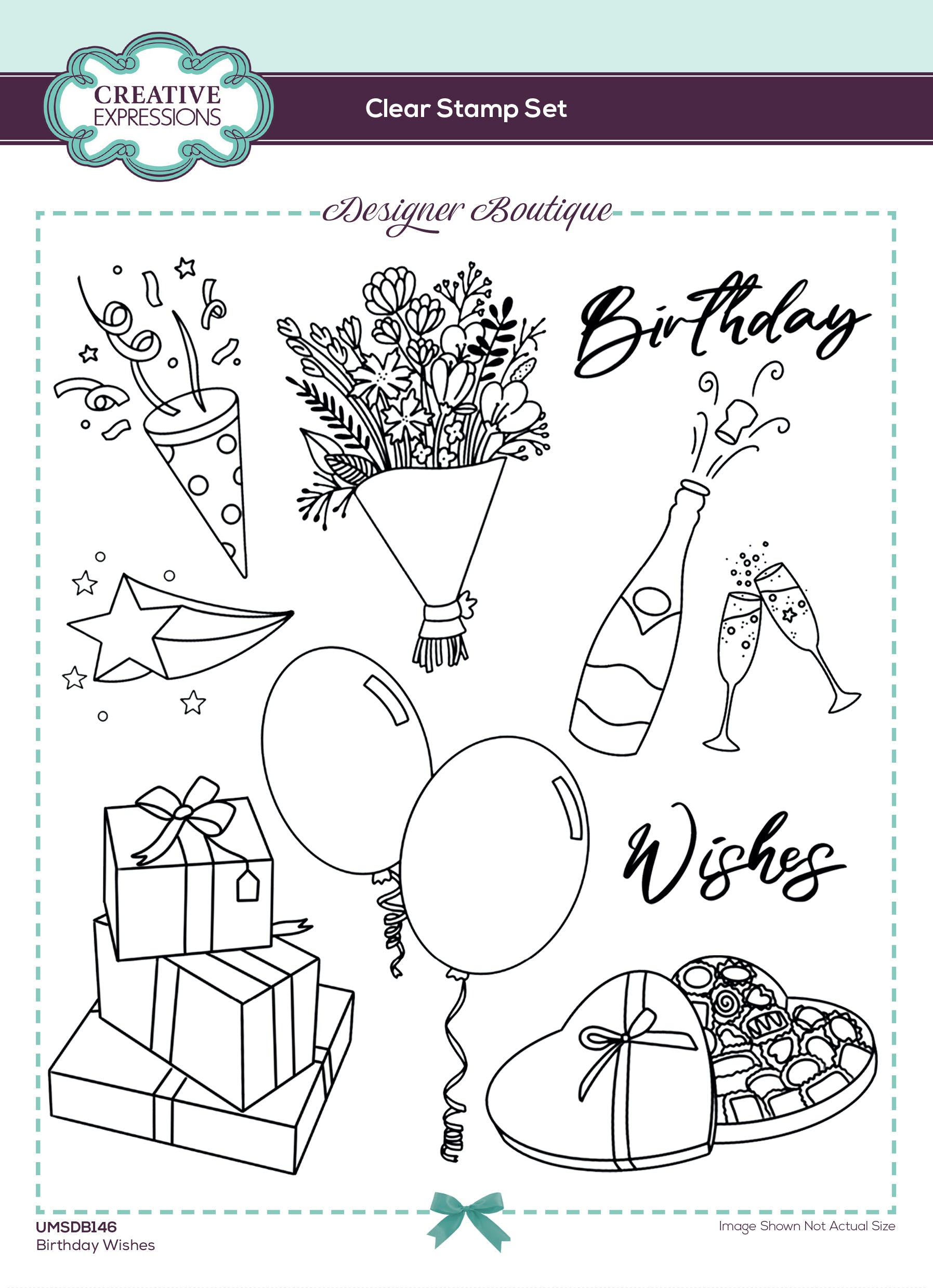 Creative Expressions Designer Boutique Birthday Wishes 6 in x 8 in Stamp Set