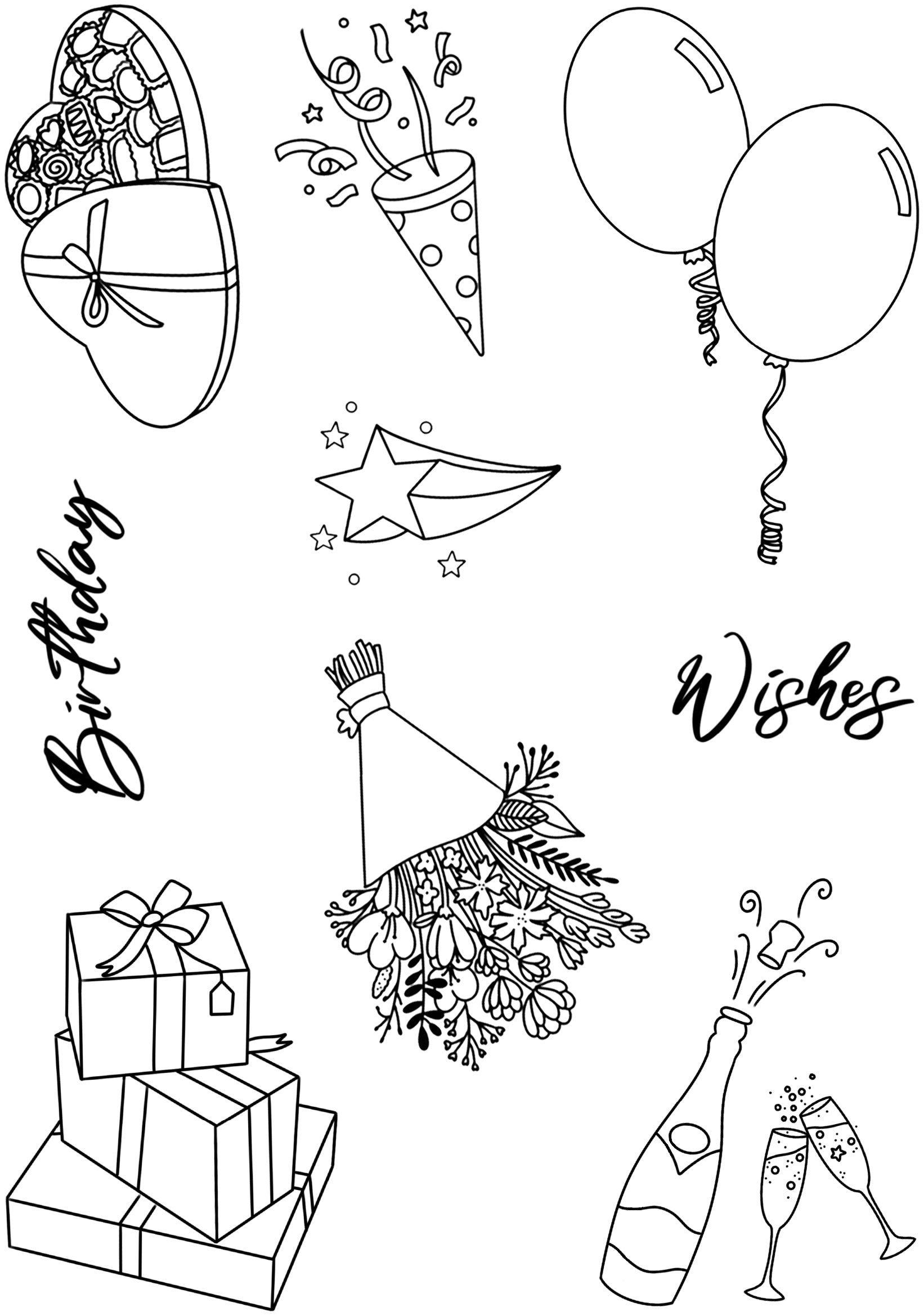 Creative Expressions Designer Boutique Birthday Wishes 6 in x 8 in Stamp Set