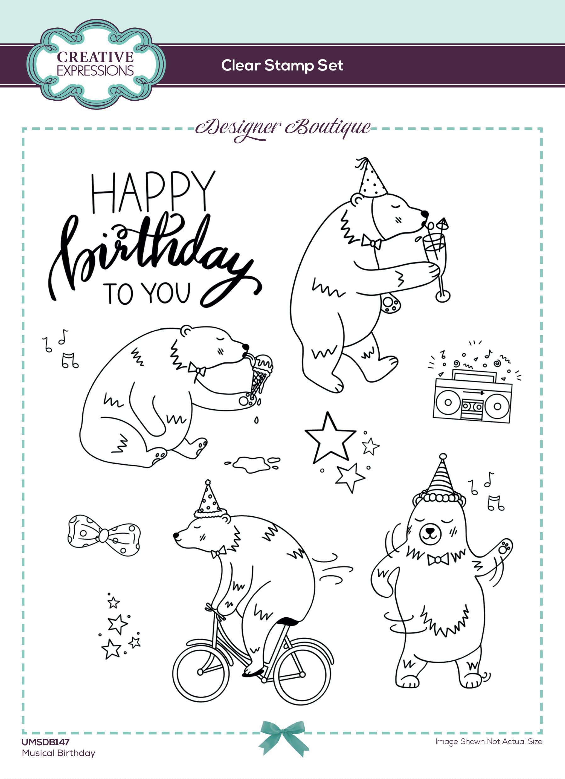 Creative Expressions Designer Boutique Musical Birthday 6 in x 8 in Stamp Set