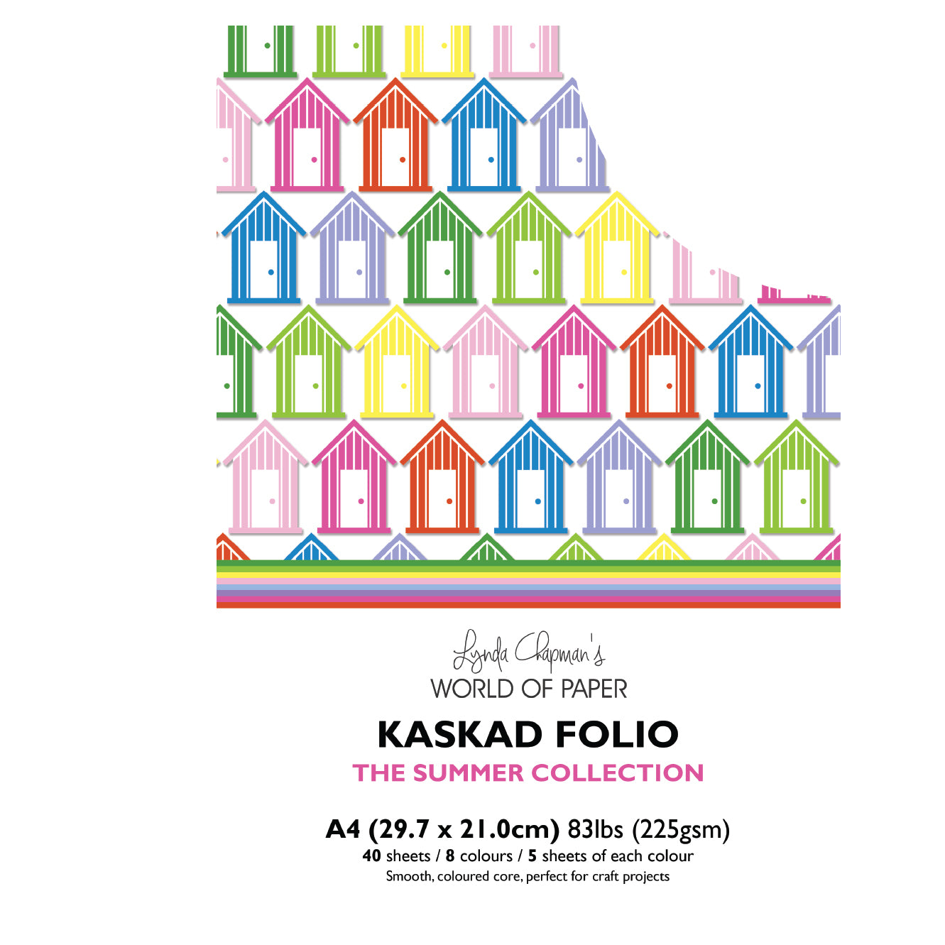 Kaskad Folio Summer Collection A4 225gsm Coloured Core Cardstock 40 sheets