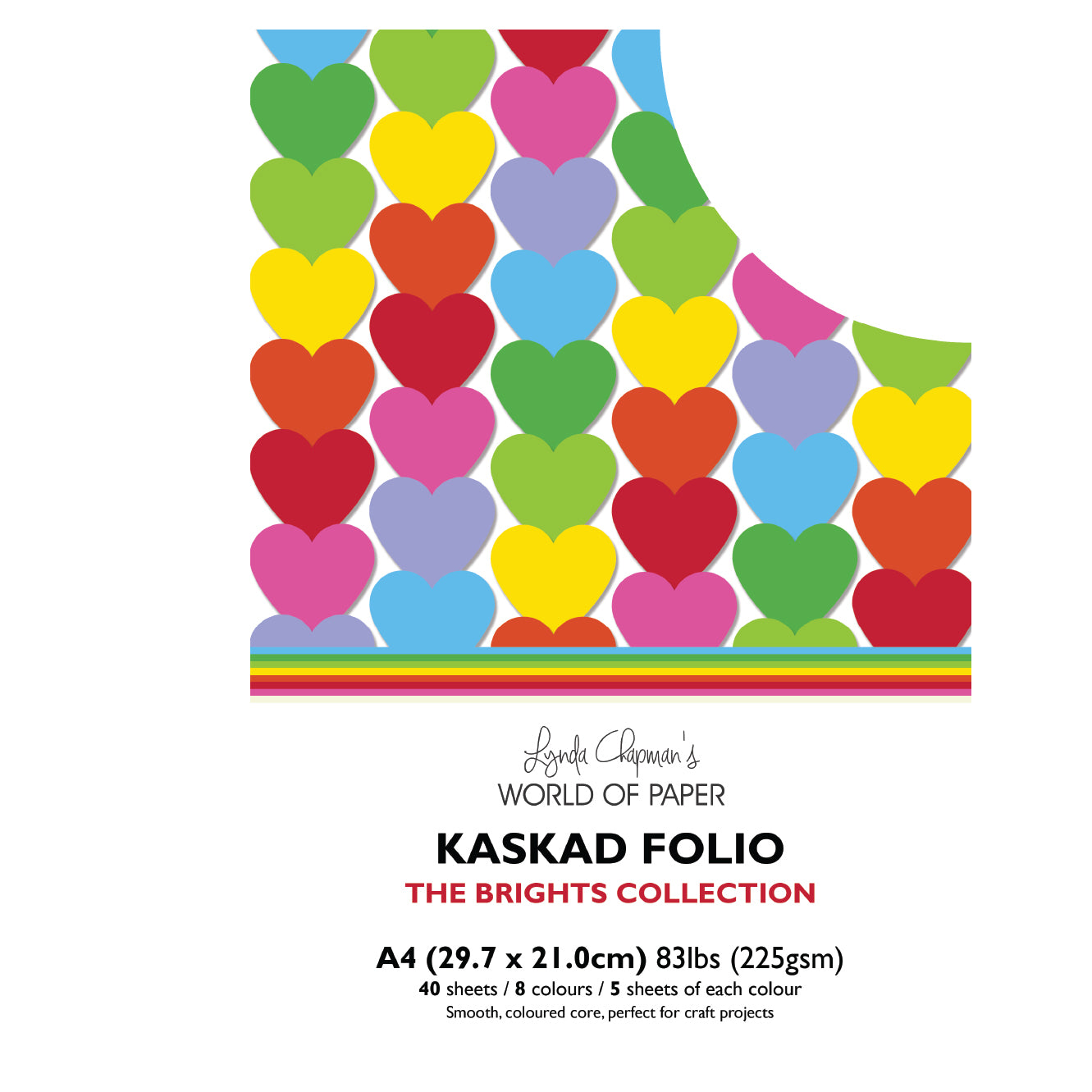 Kaskad Folio Brights Collection A4 225gsm Coloured Core Cardstock 40 sheets