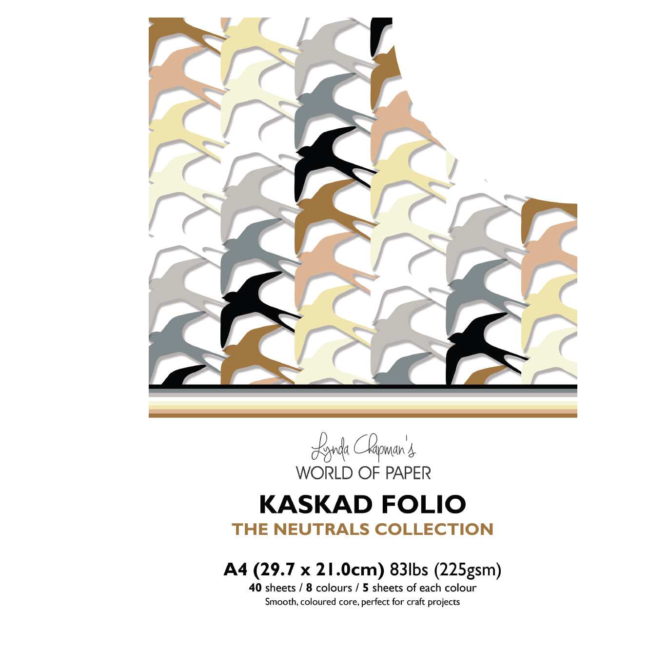 Kaskad Folio Neutrals Collection A4 225gsm Coloured Core Cardstock 40 sheets
