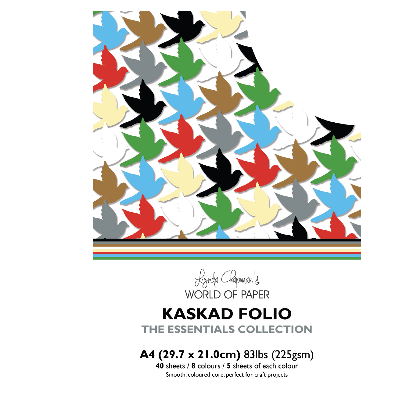 Kaskad Folio Essentials Collection A4 225gsm Coloured Core Cardstock 40 sheets