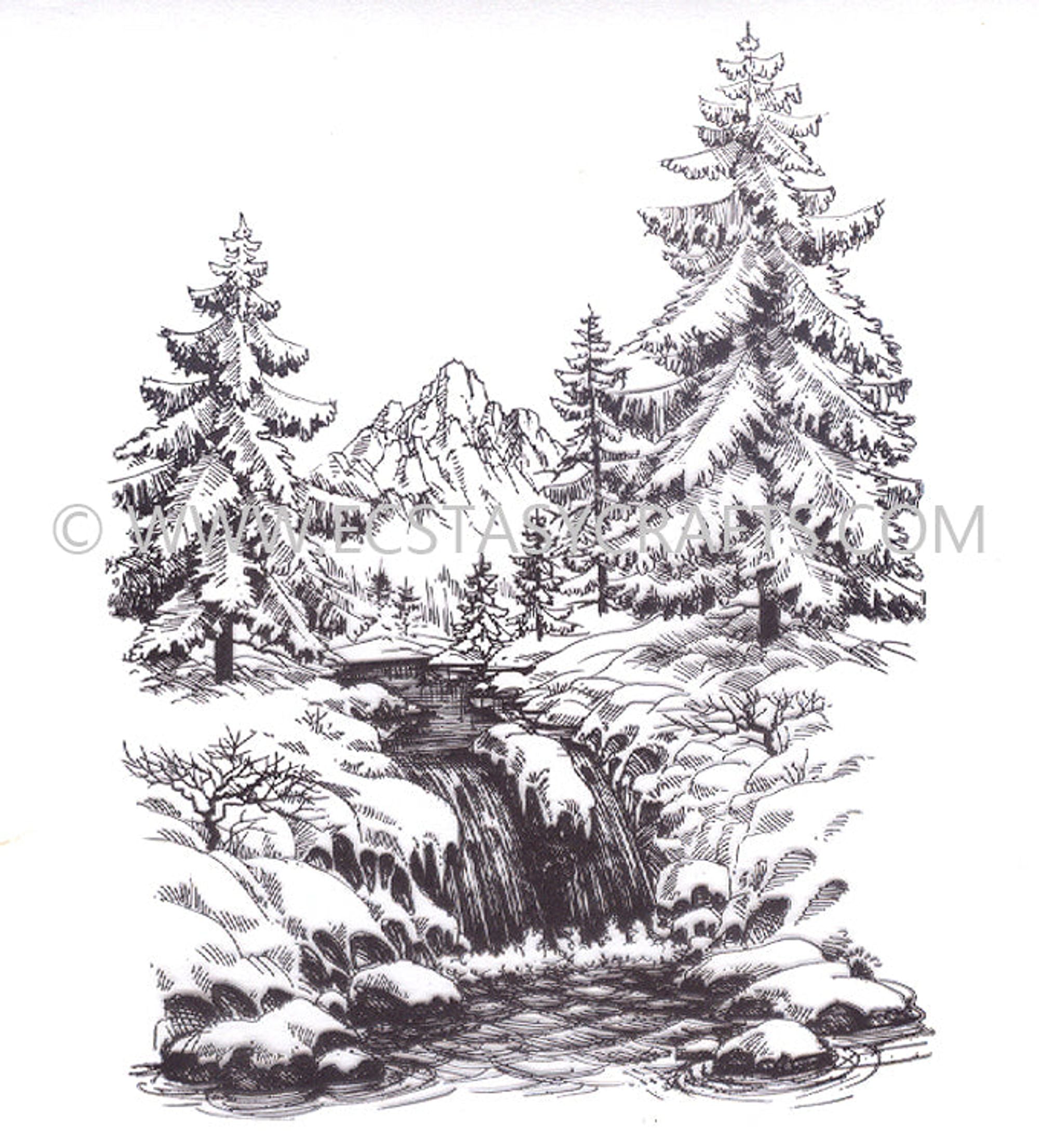 Clear Stamp - Winter Time - Winter Waterfall
