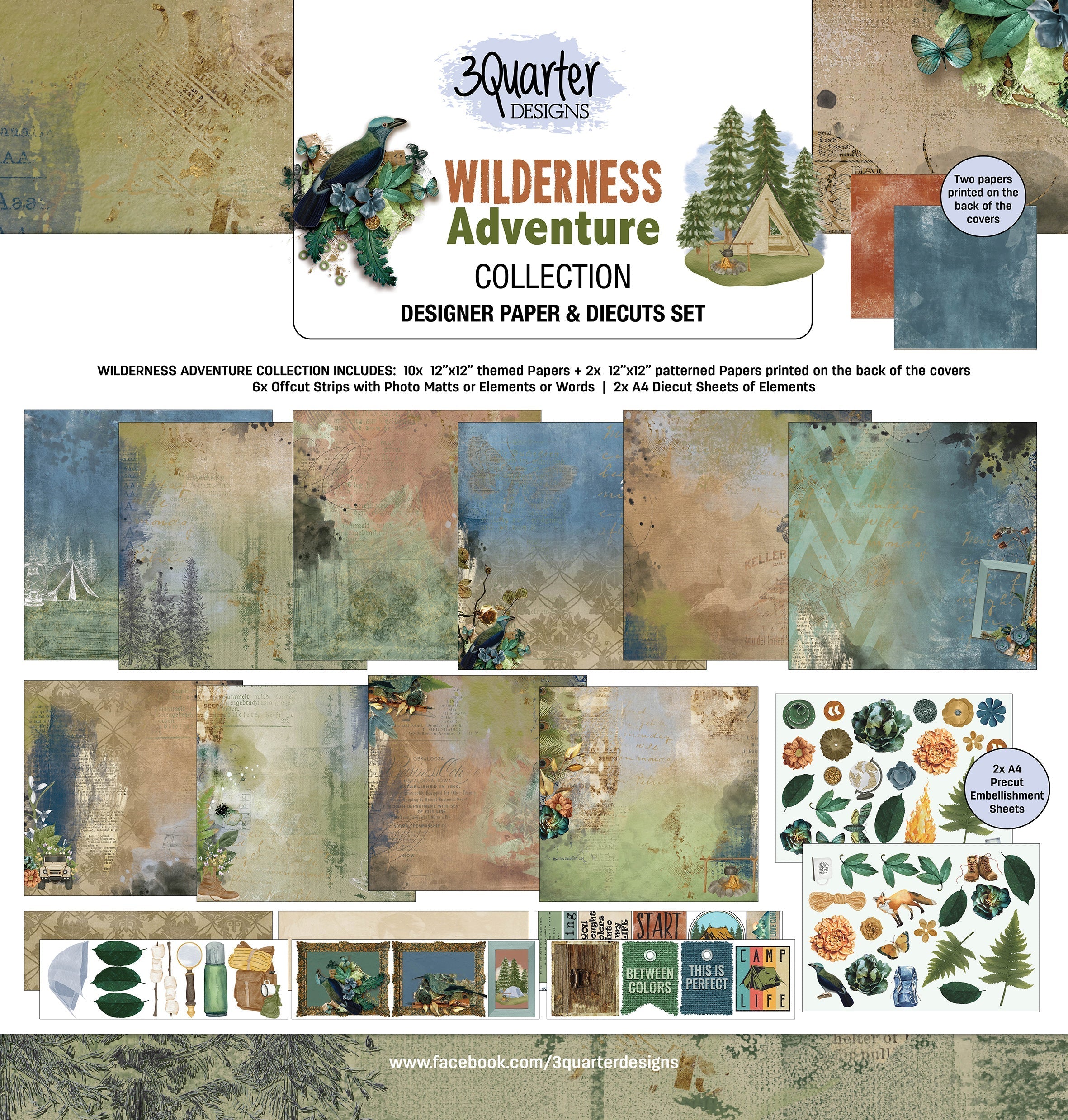 3Quarter Designs - 12" X12" Paper Pack - Wilderness Adventures