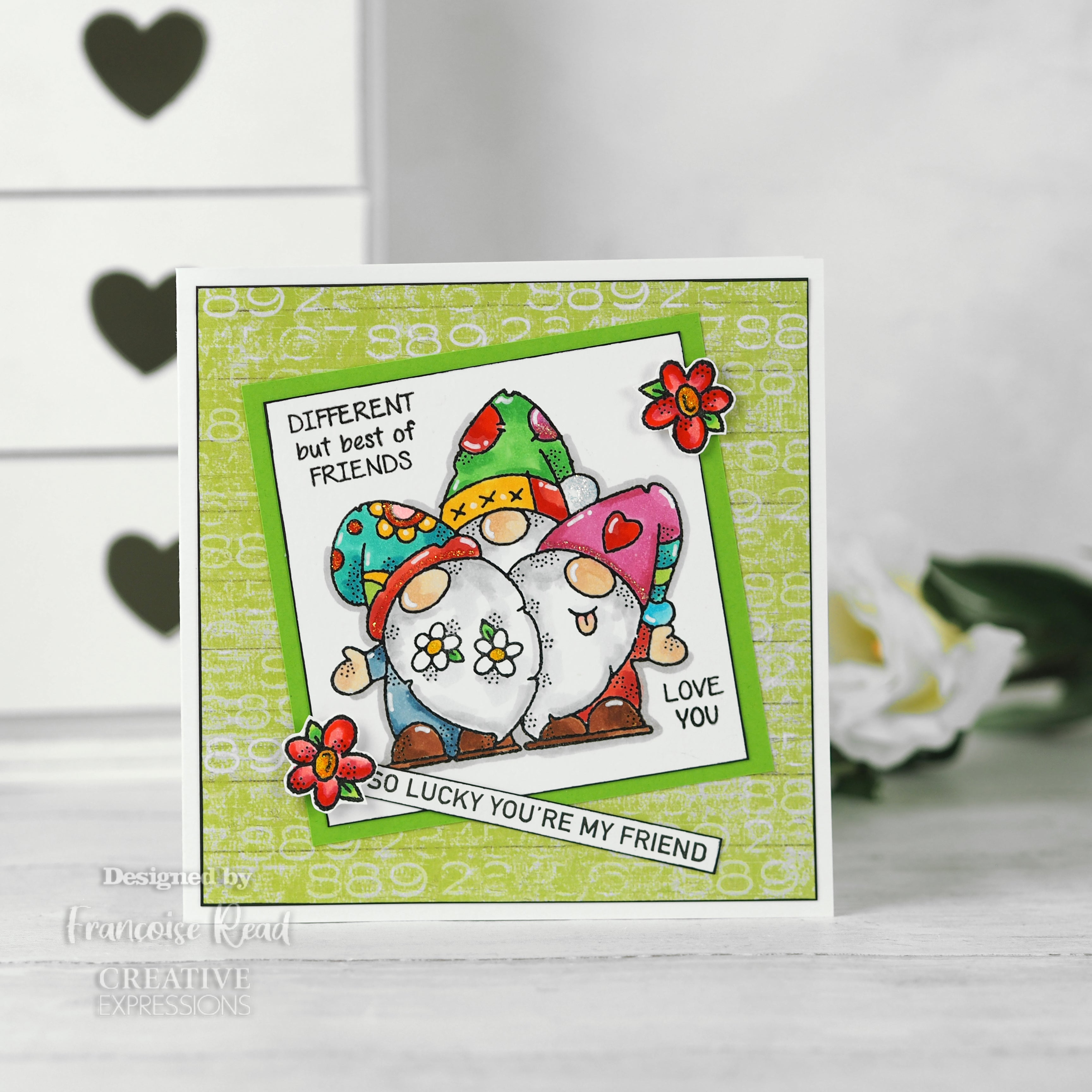 Woodware Clear Singles Gnome Friends 4 in x 4 in Stamp