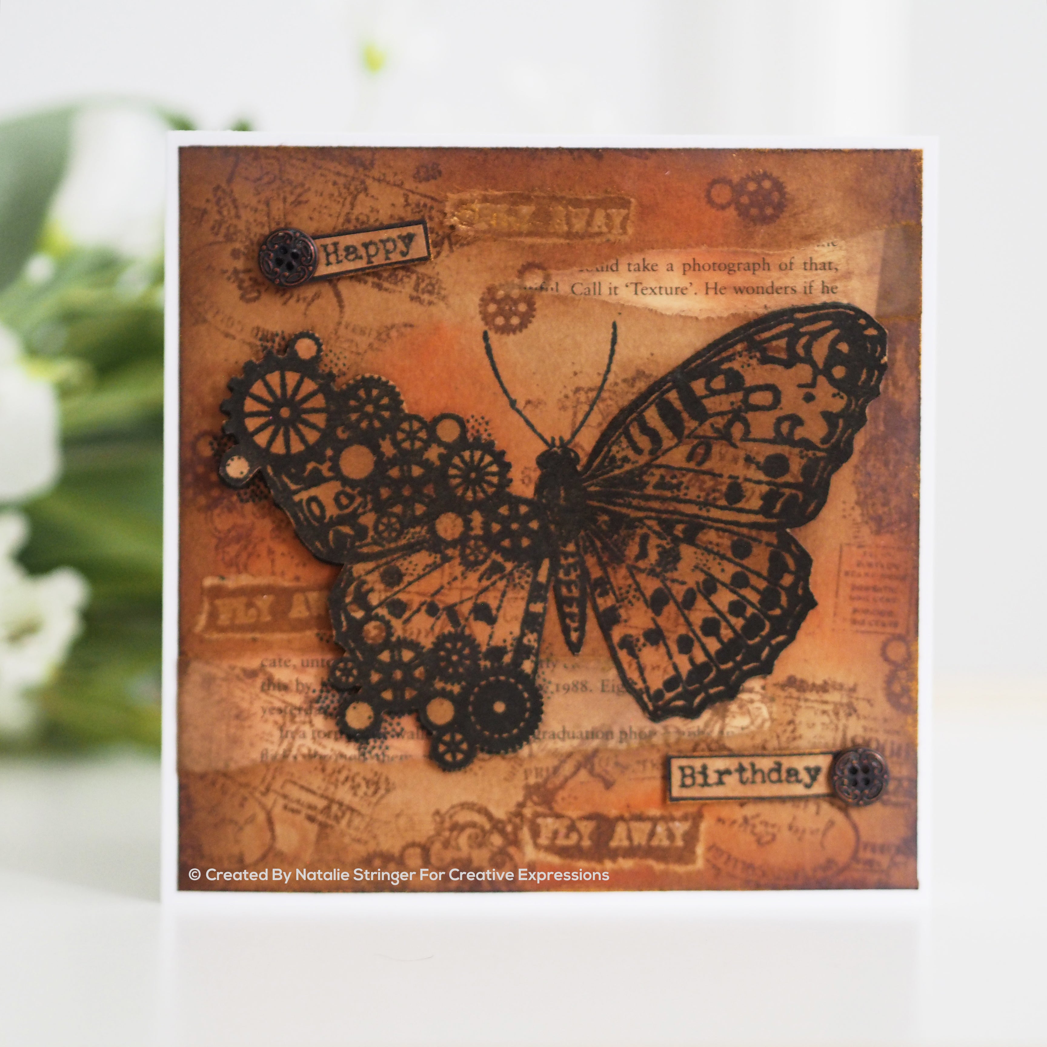 Woodware Clear Singles Butterfly 4 in x 6 in Stamp