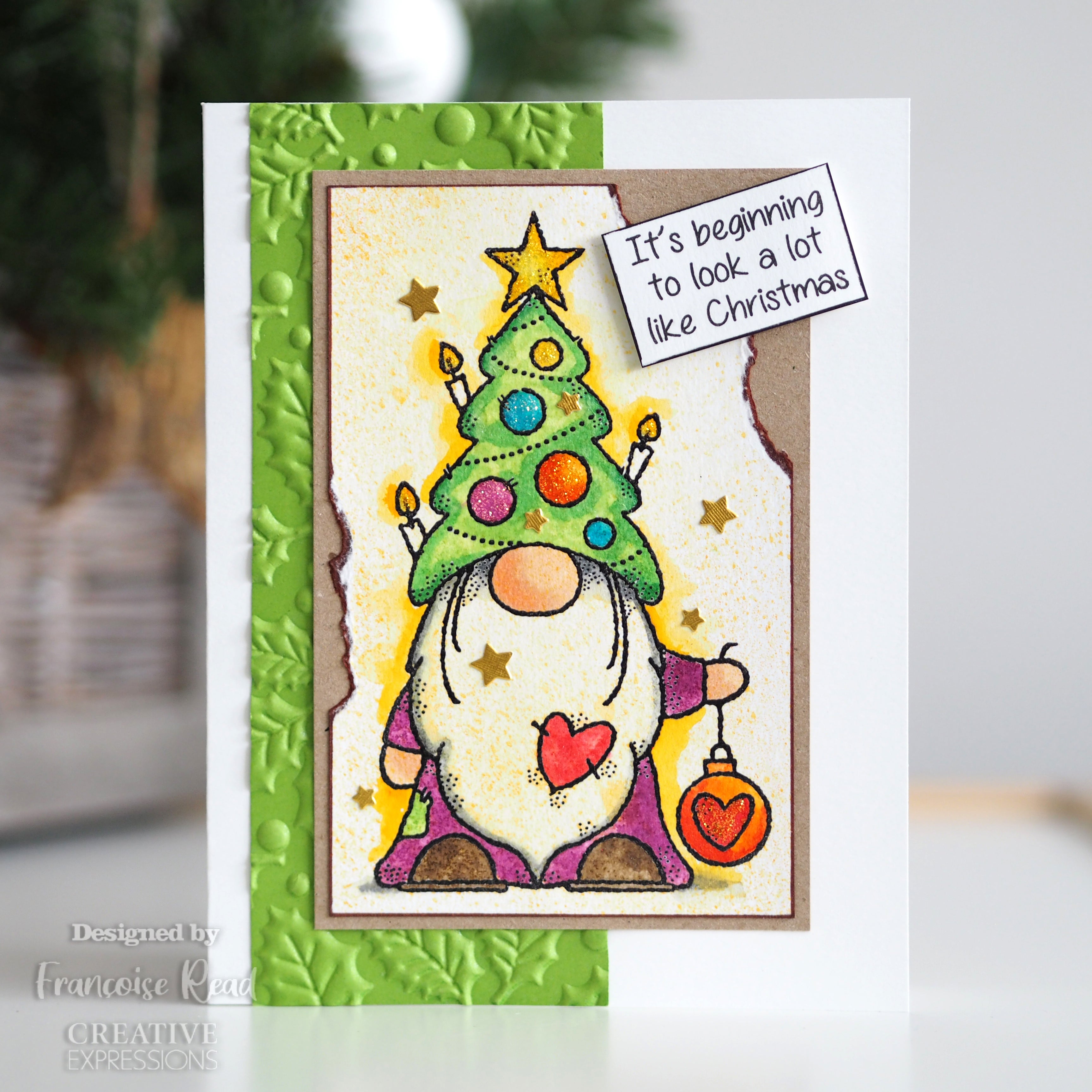 Woodware Clear Singles Christmas Tree Gnome 4 in x 6 in Stamp
