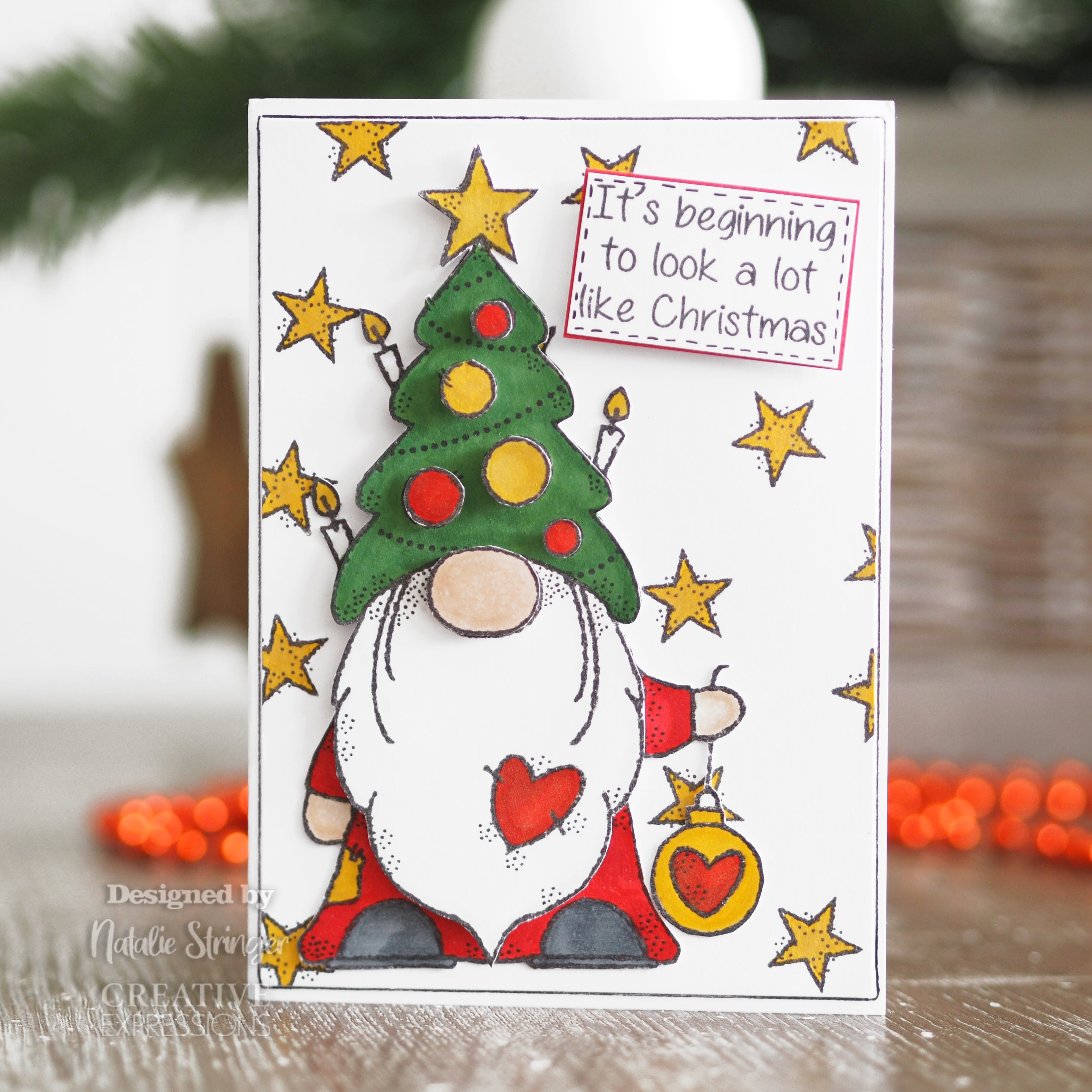Woodware Clear Singles Christmas Tree Gnome 4 in x 6 in Stamp