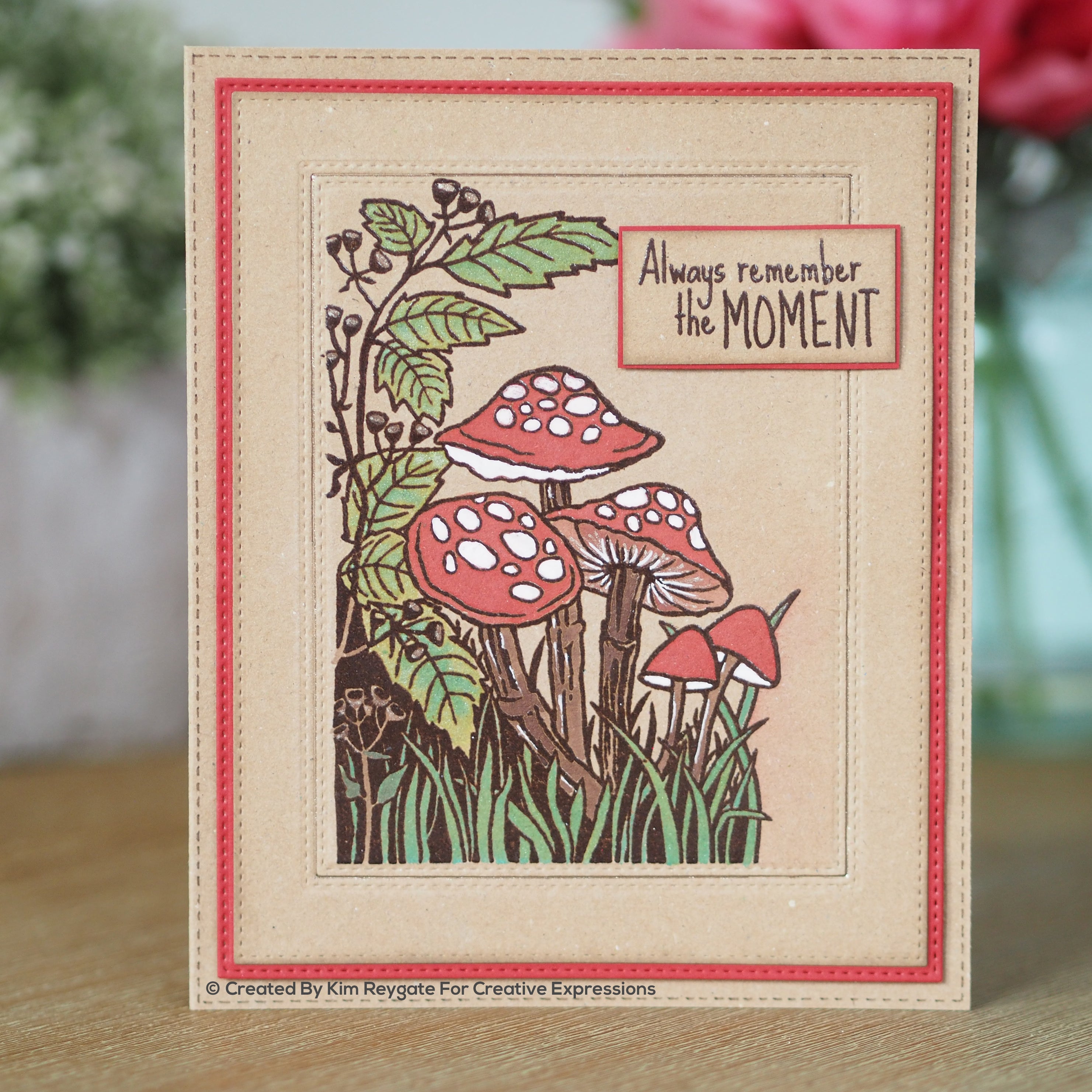 Woodware Clear Singles Lino Cut - Toadstools  4 in x 6 in Stamp