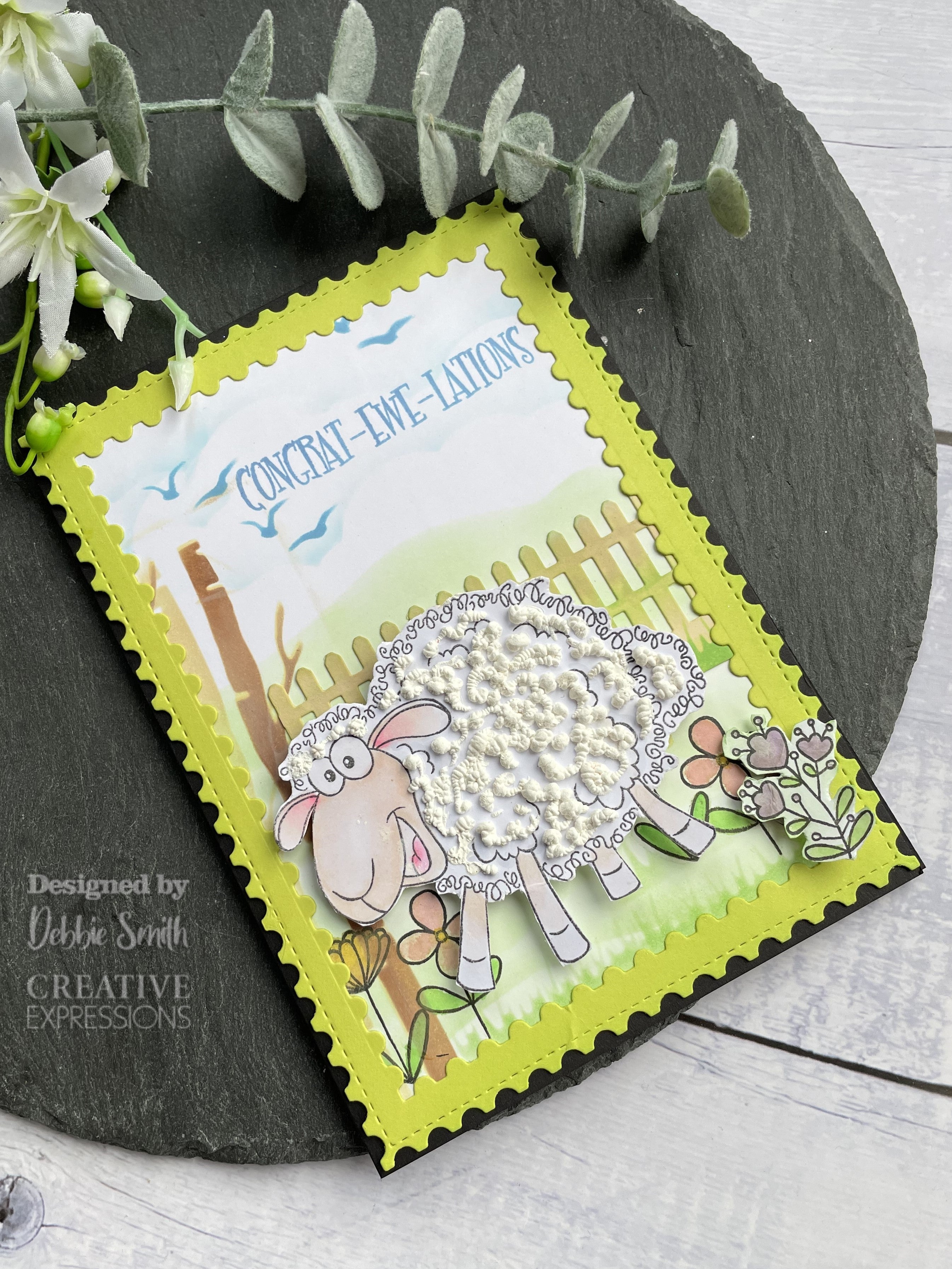 Woodware Clear Singles Fuzzie Friends Sadie The Sheep 4 in x 6 in Stamp