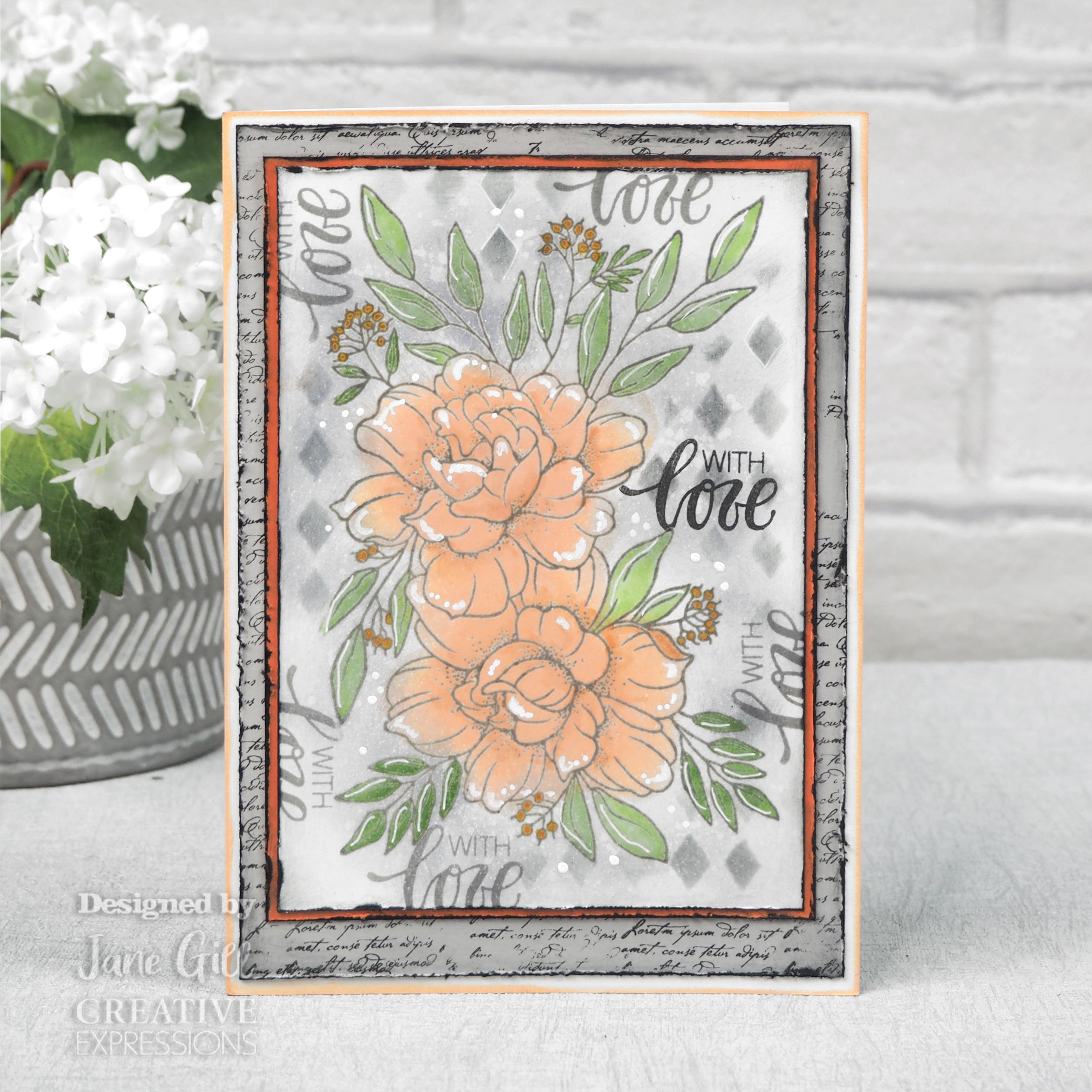 Woodware Clear Singles Roses With Love 4 in x 6 in Stamp
