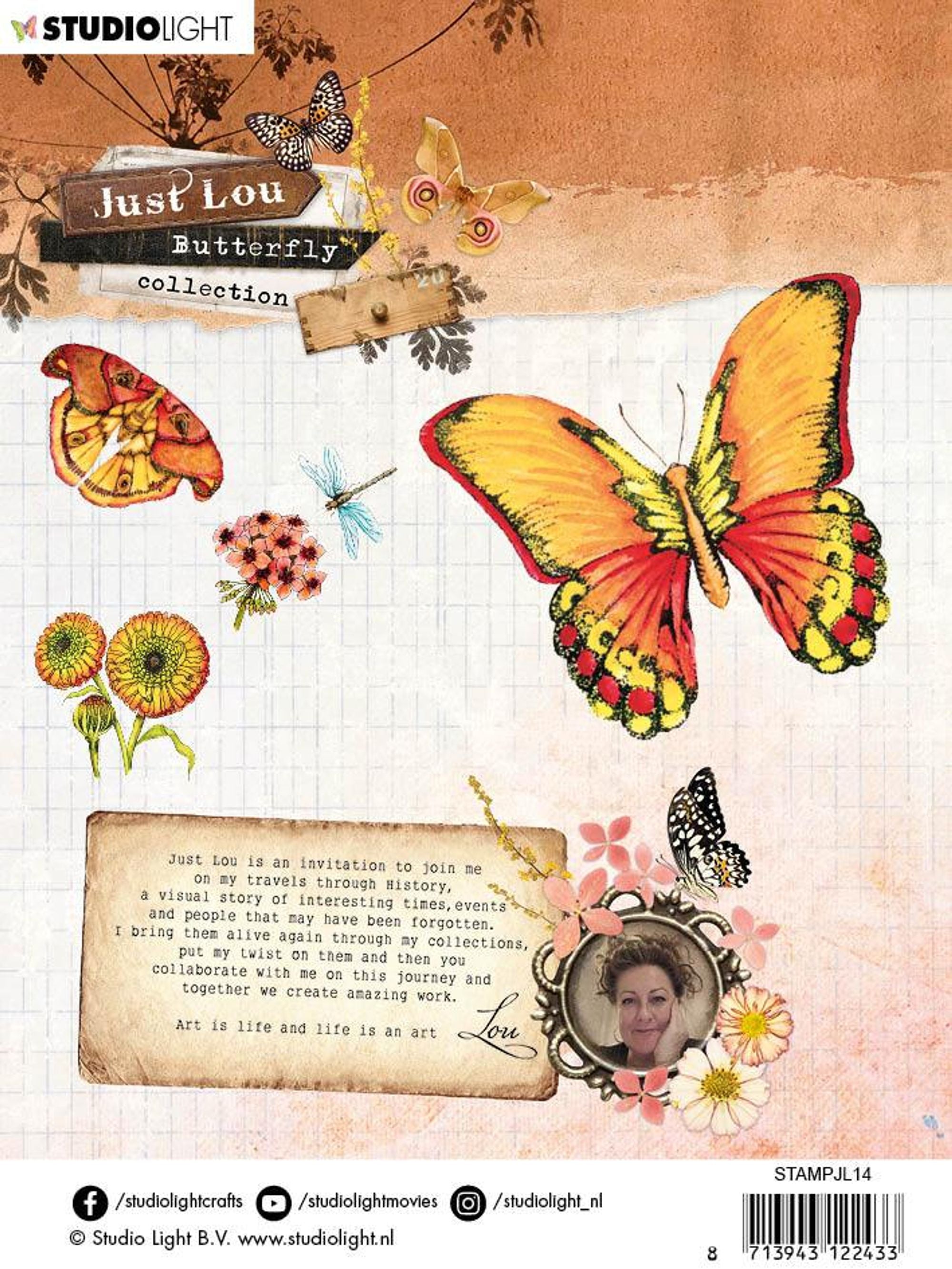 Just Lou Clear Stamp Butterfly Collection 110x110mm nr.15