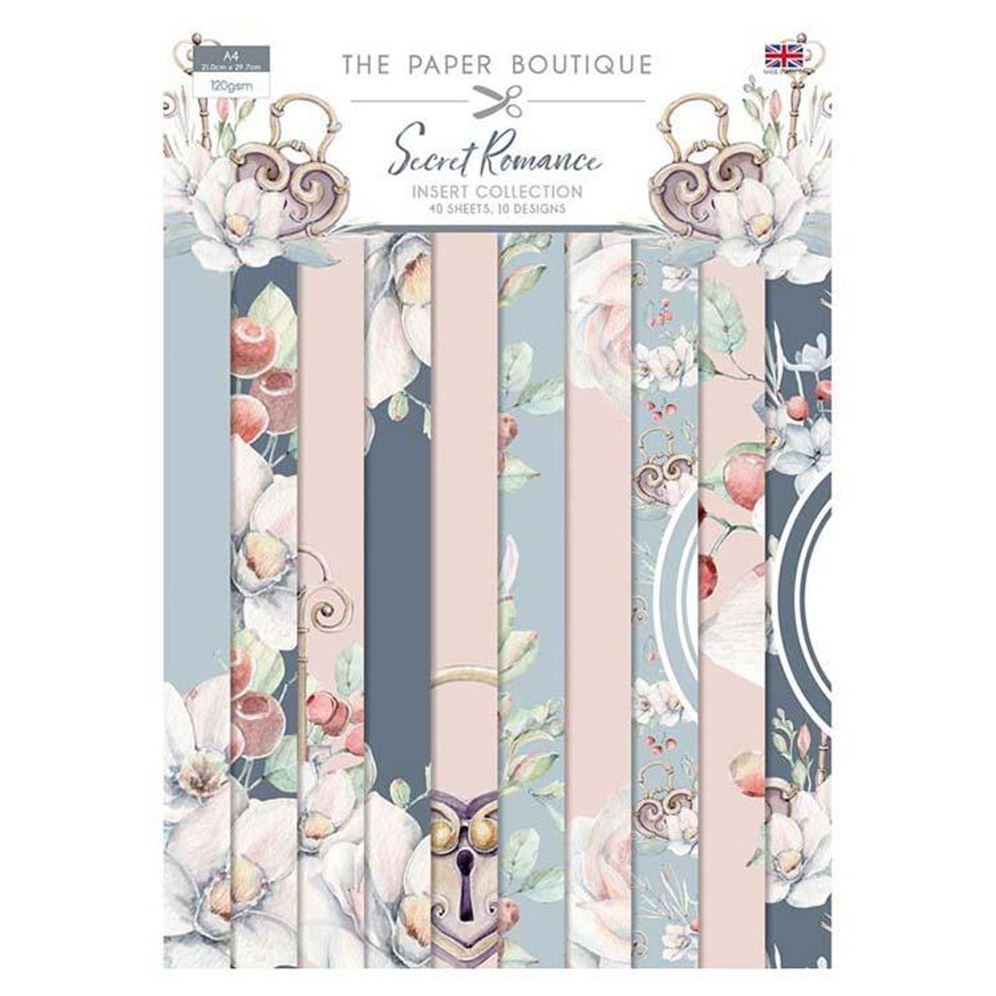 The Paper Boutique Secret Romance Insert Collection A4 40 Sheets 10 Designs 120gsm