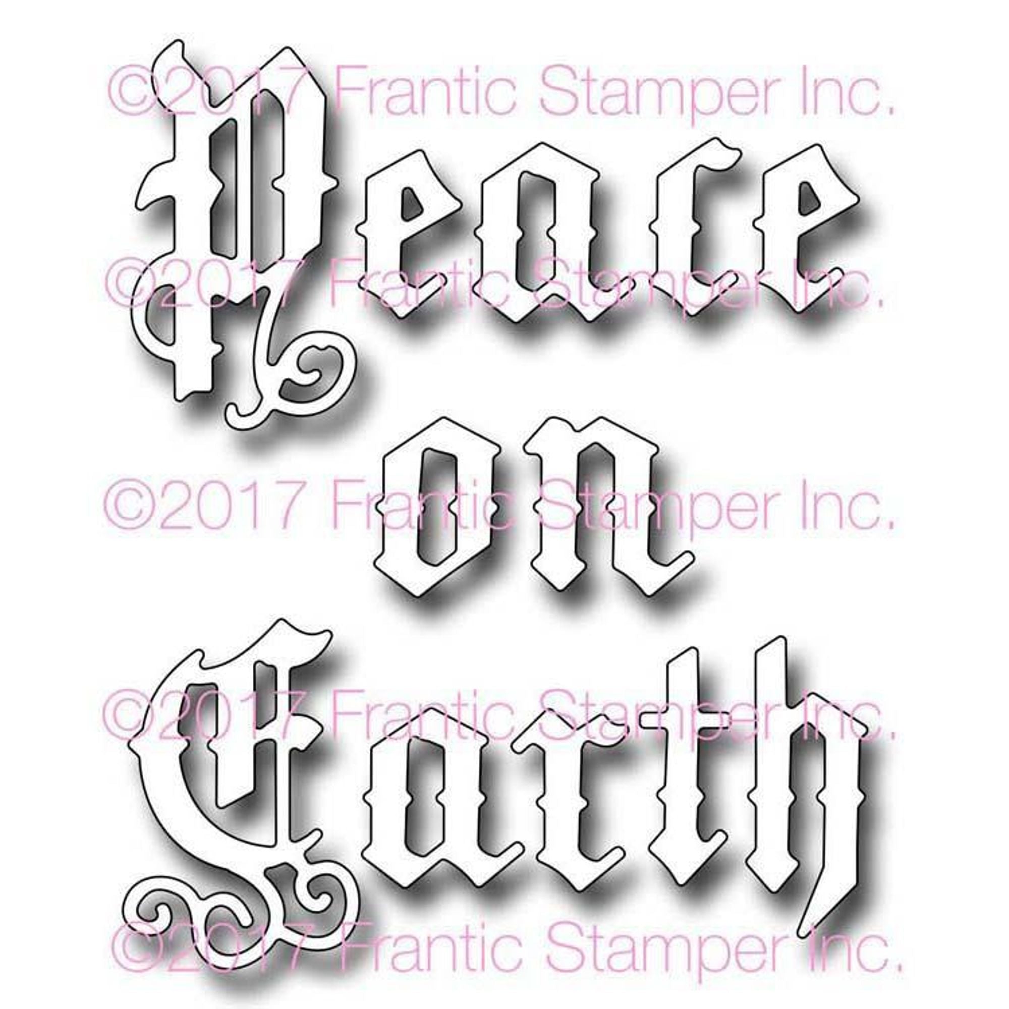 Frantic Stamper Precision Die - Old English Peace On Earth