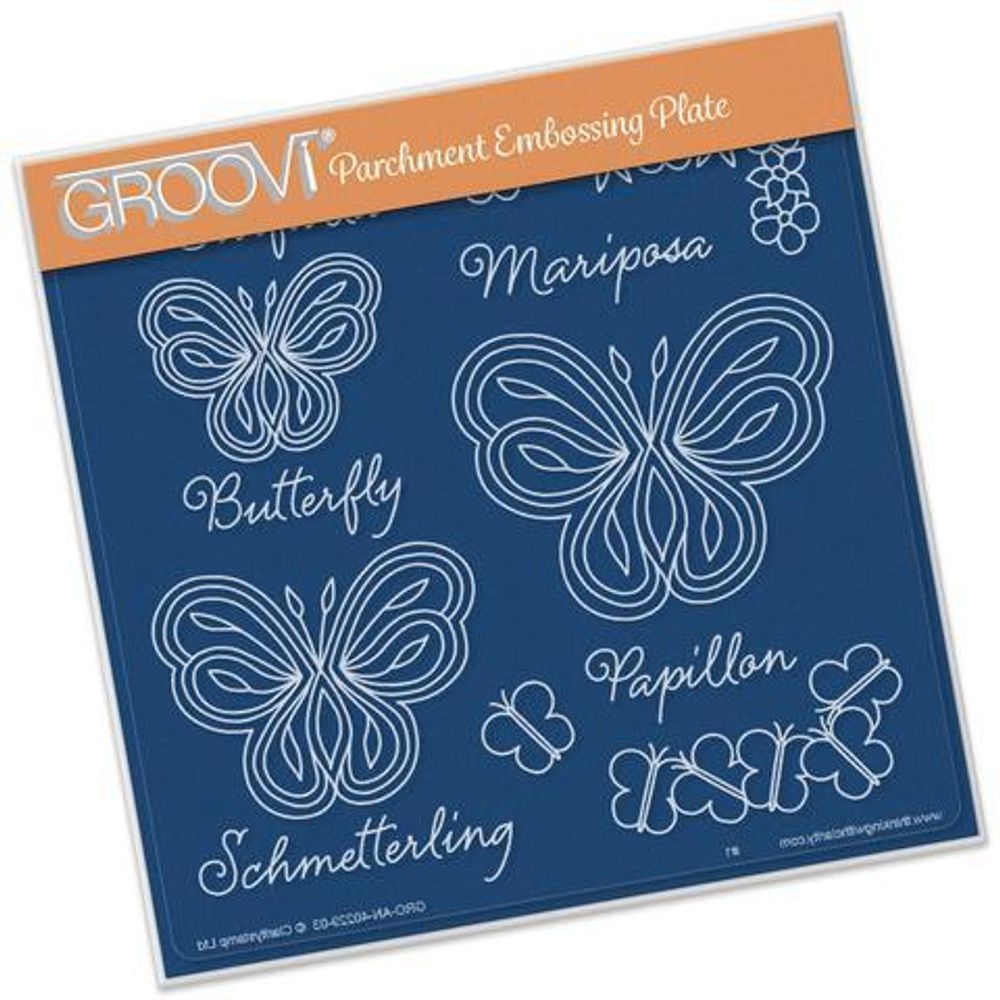 Groovi Template - Butterfly and Words A5 Square Plate