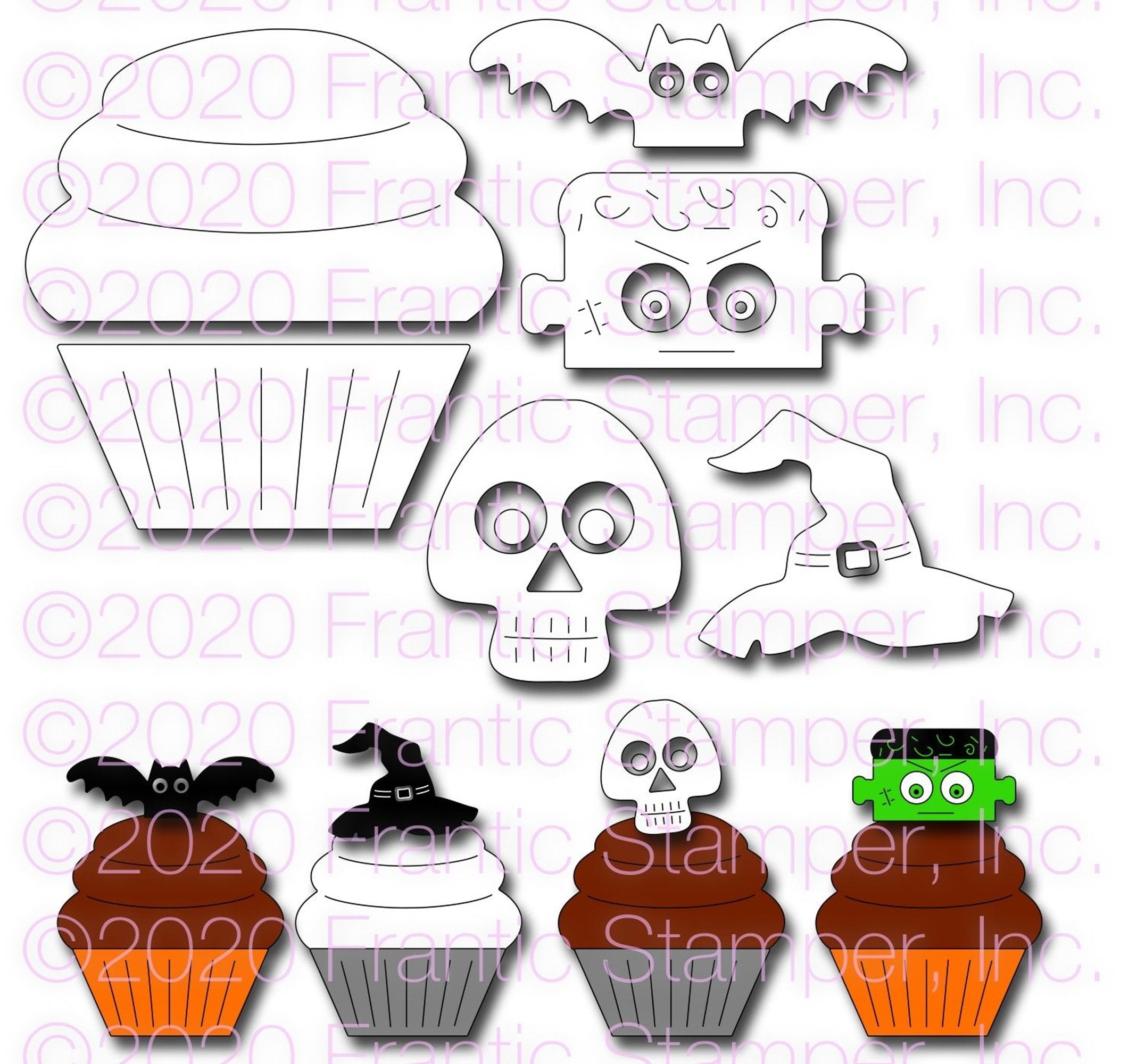 Frantic Stamper Precision Die - Cupcake and Halloween Toppers #1