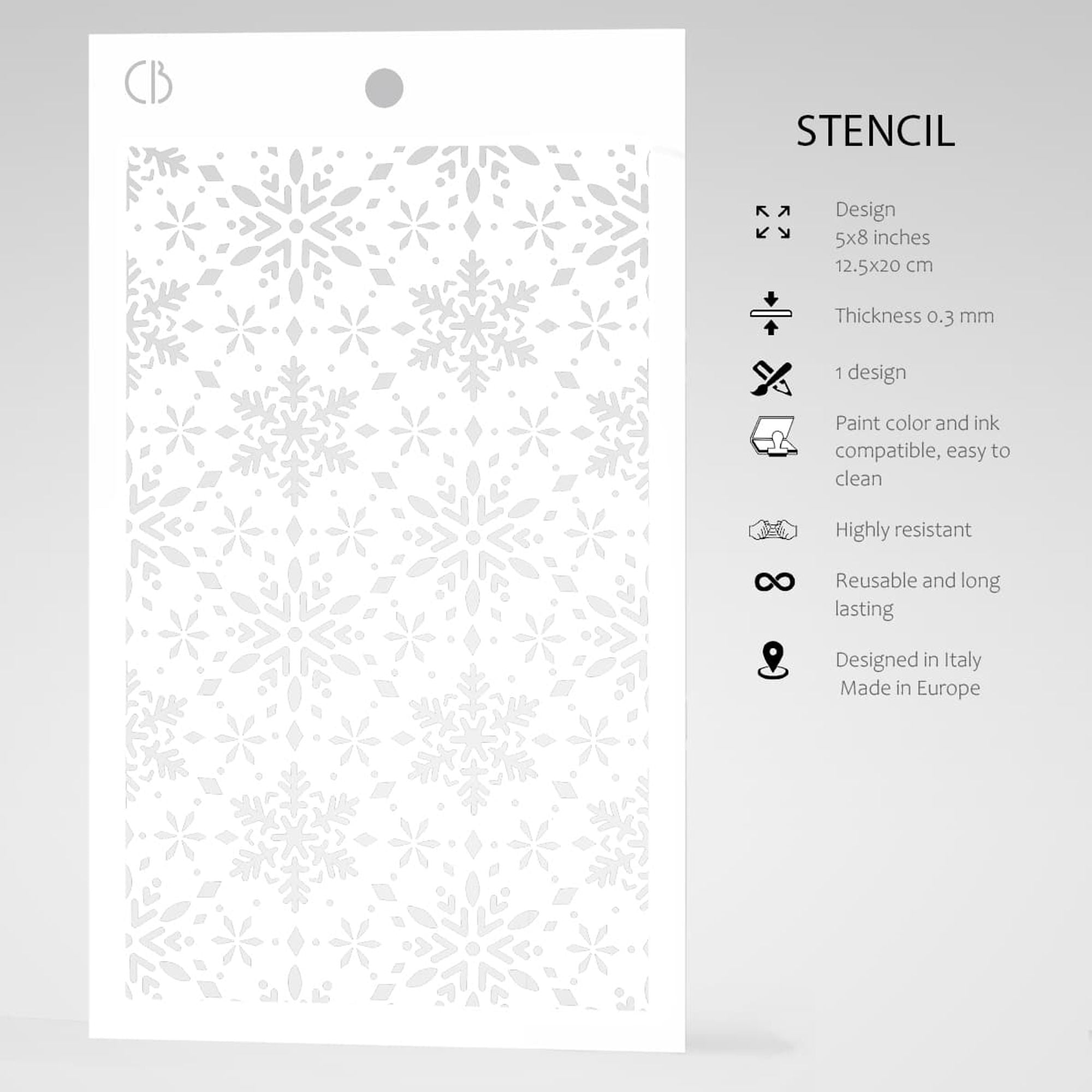Ciao Bella Texture Stencil 5"x8" Snowflakes