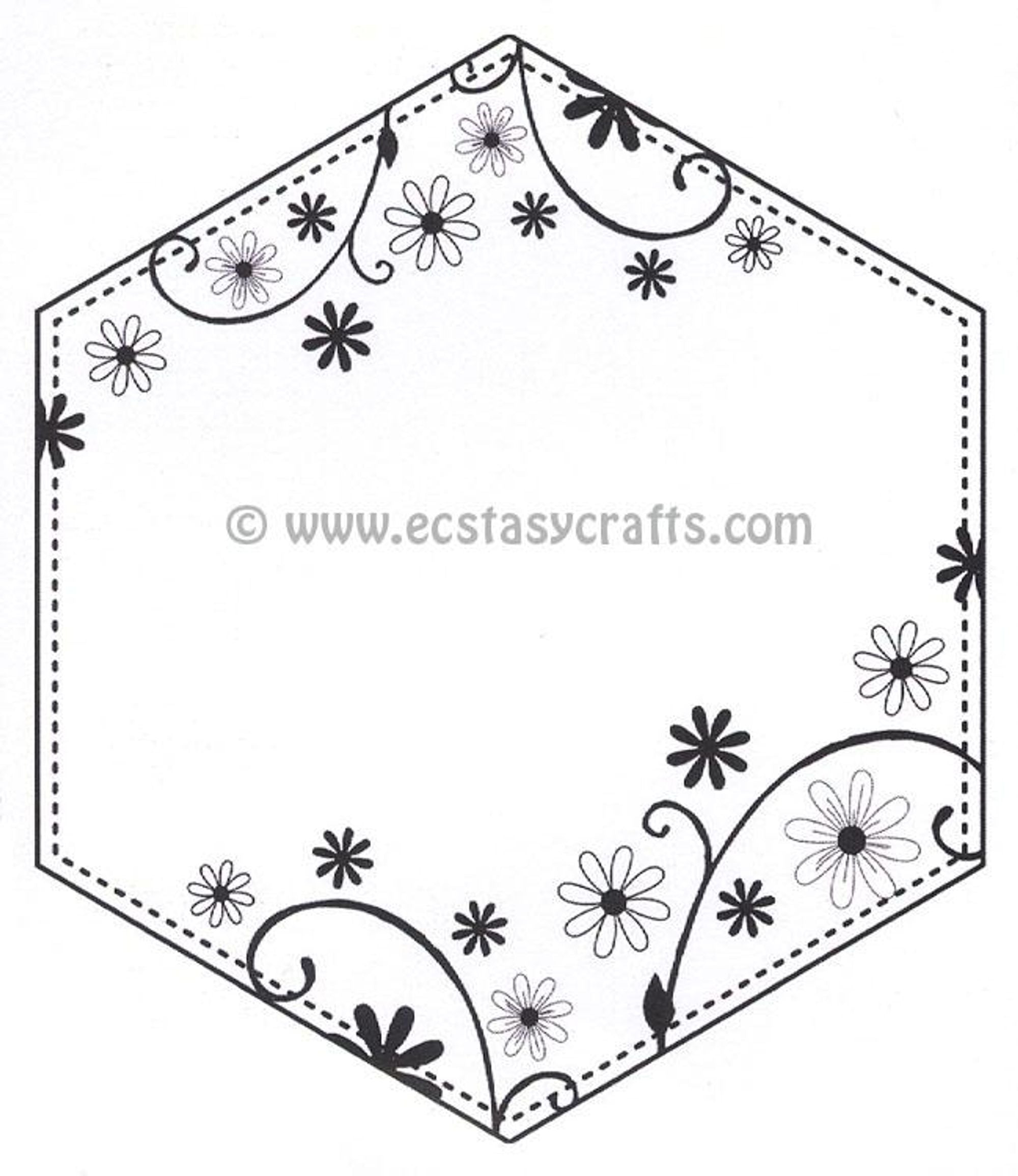 Creative Expressions: Dainty Daisies Large Stitched Hexagon Frame Pre Cut Stamp