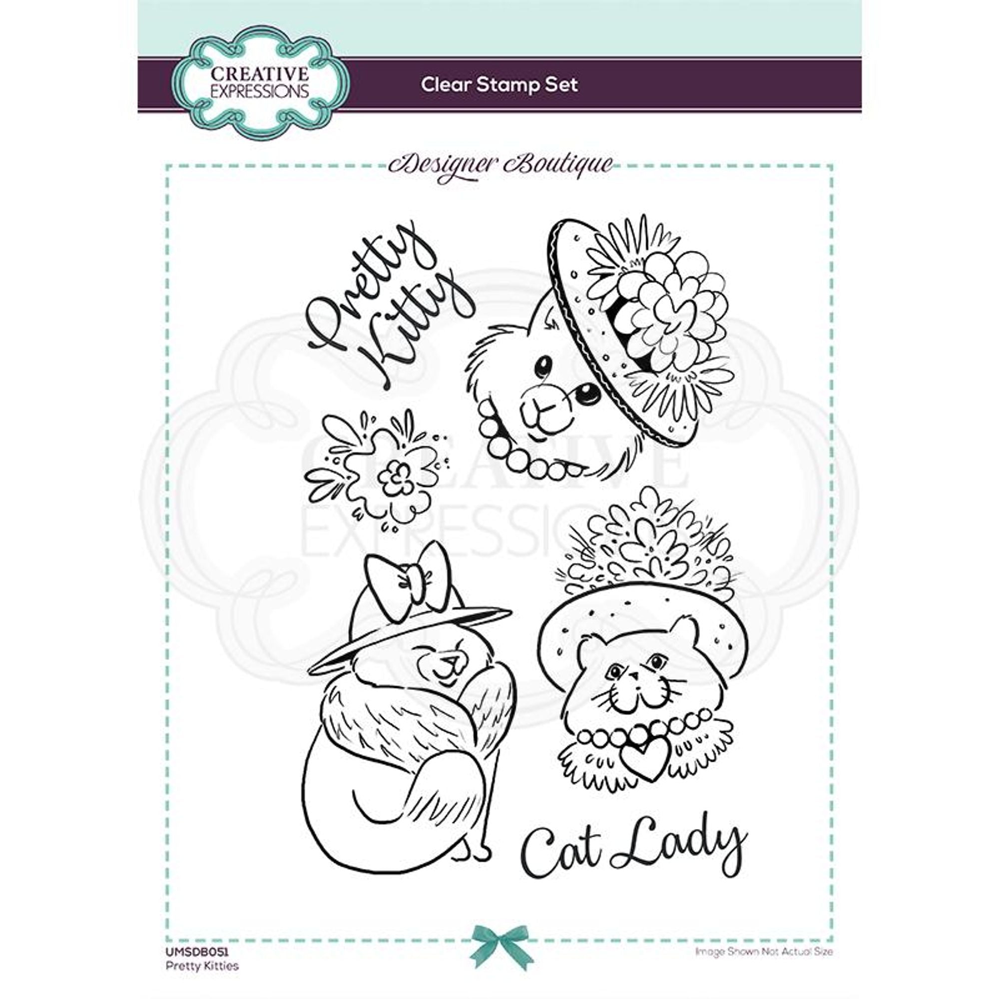 Creative Expressions Designer Boutique Collection Pretty Kitties A5 Clear Stamp