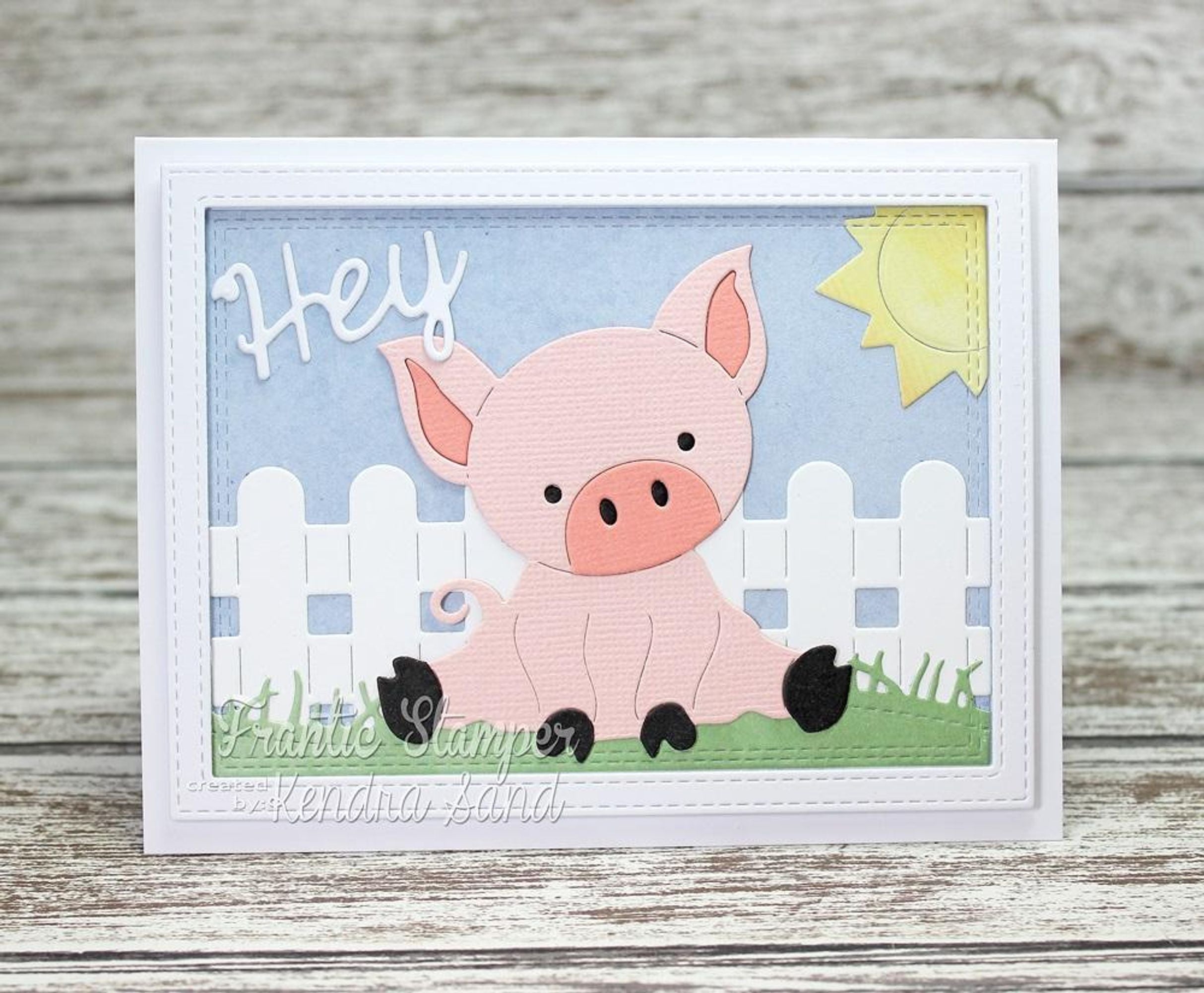 Frantic Stamper Precision Die - Cute Piglet in a Pen