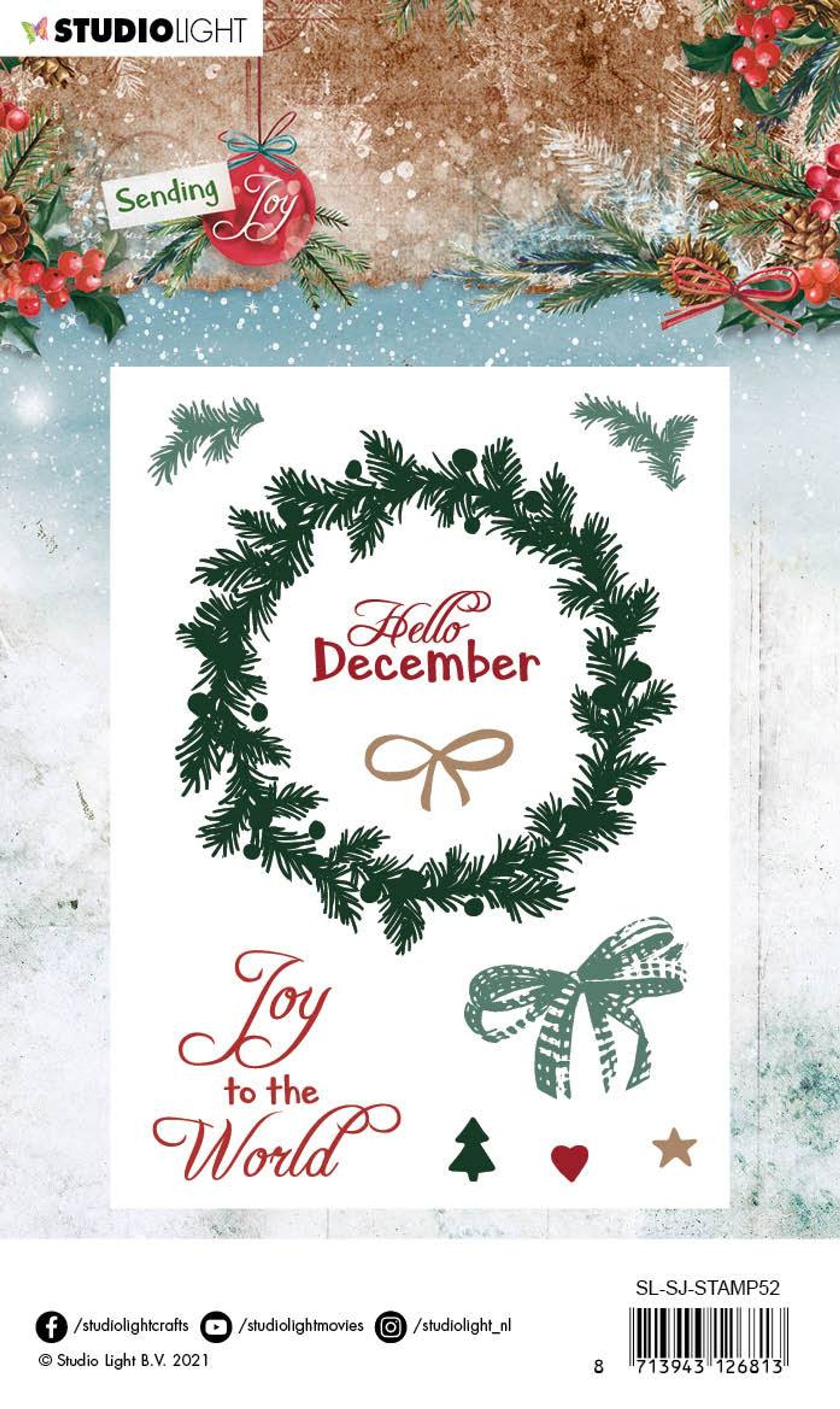 SL Clear Stamp Christmas Wreath Sending Joy 105x148mm nr.55
