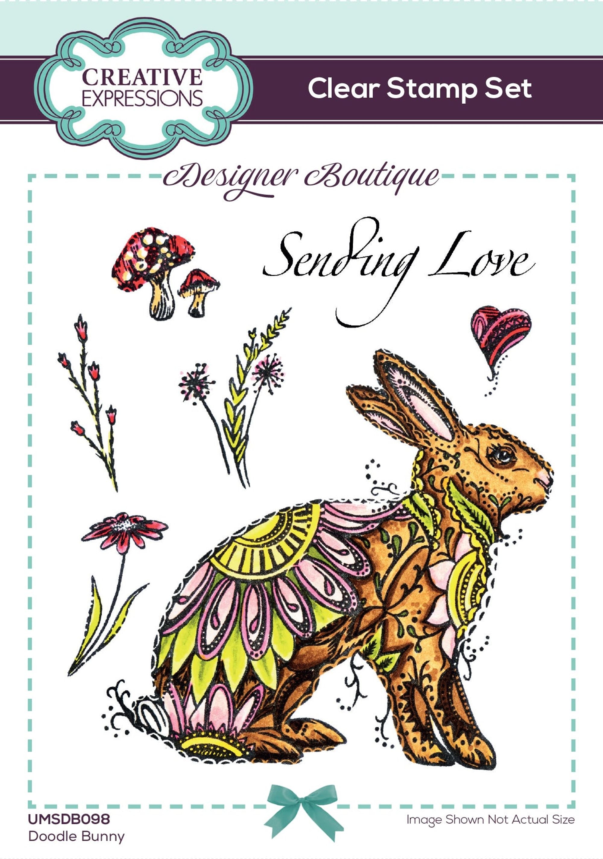 Creative Expressions Designer Boutique Doodle Bunny 6 in x 4 in Clear Stamp Set