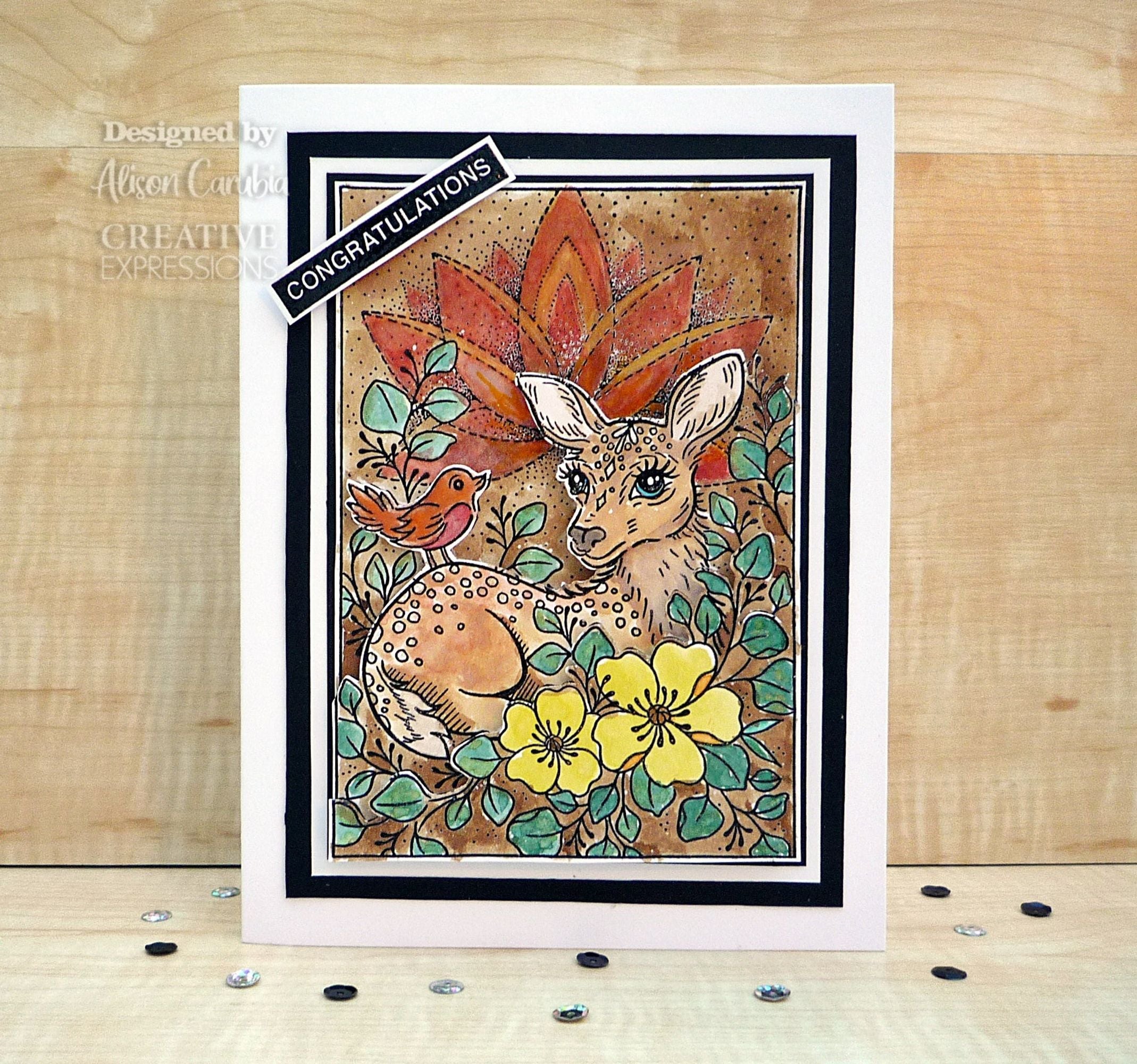 Creative Expressions Designer Boutique Deer Friends 6 in x 4 in Clear Stamp Set