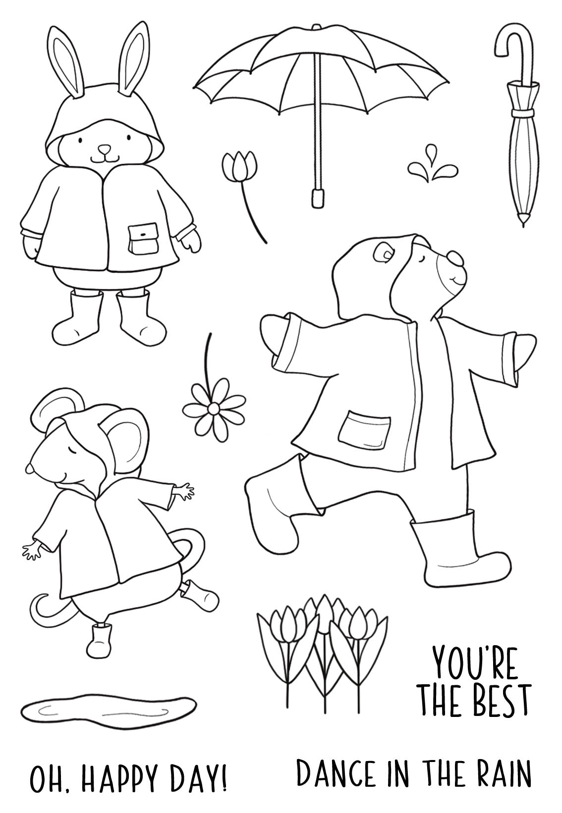 Creative Expressions Jane's Doodles Dancing In The Rain 4 in x 6 in Clear Stamp Set