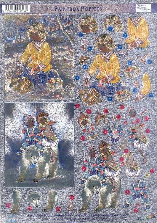 Dufex Metallic 3D Assorted Precut Sheets-Winter Children-16 SHEETS