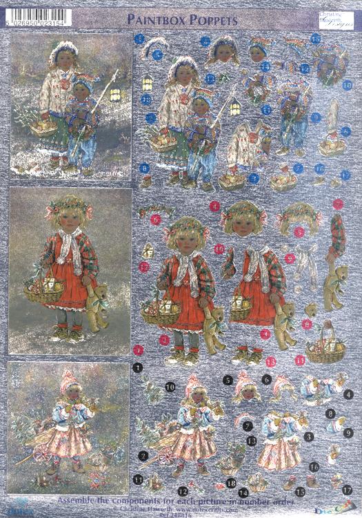 Dufex Metallic 3D Assorted Precut Sheets-Winter Children-16 SHEETS