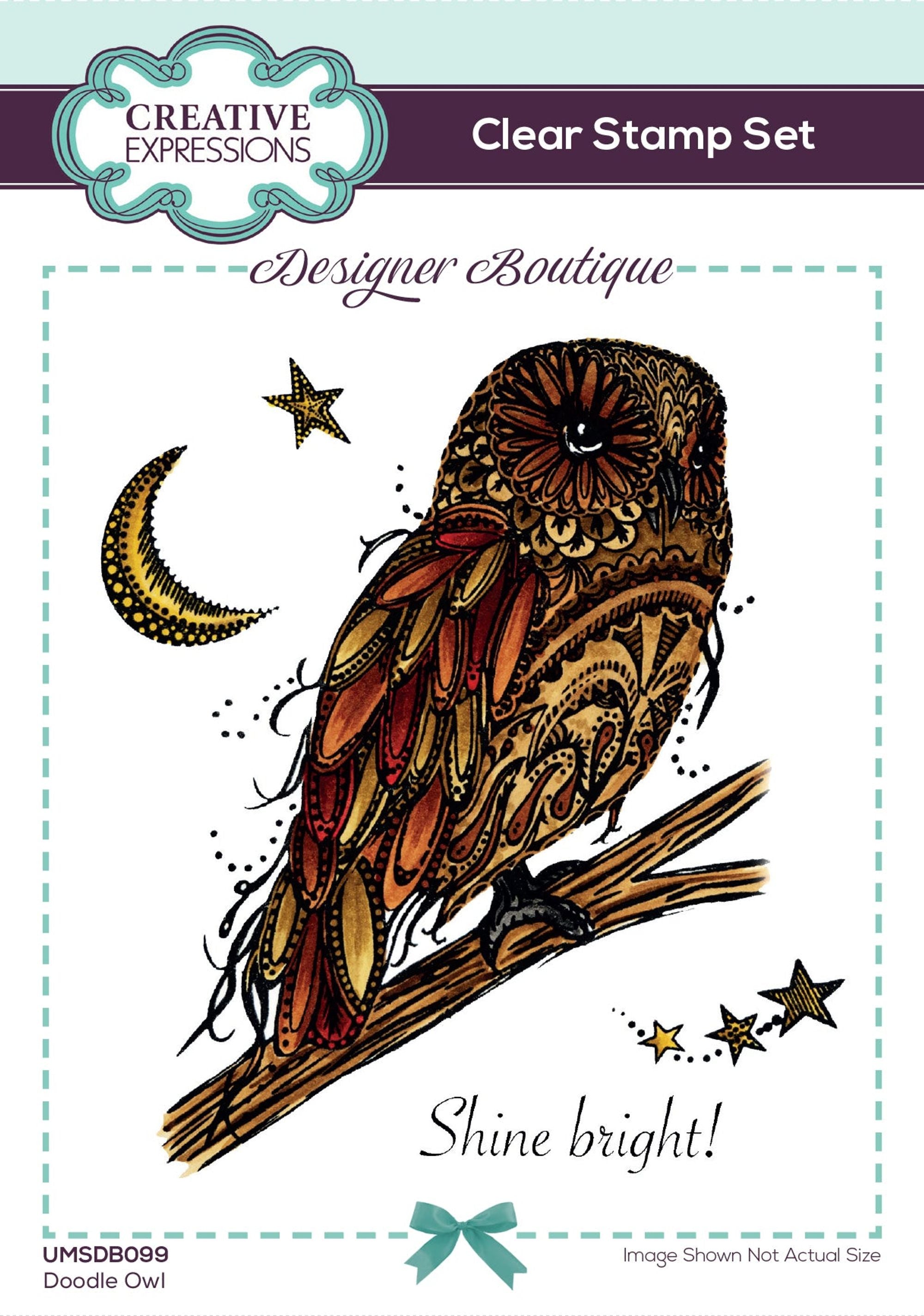 Creative Expressions Designer Boutique Doodle Owl 6 in x 4 in Clear Stamp Set