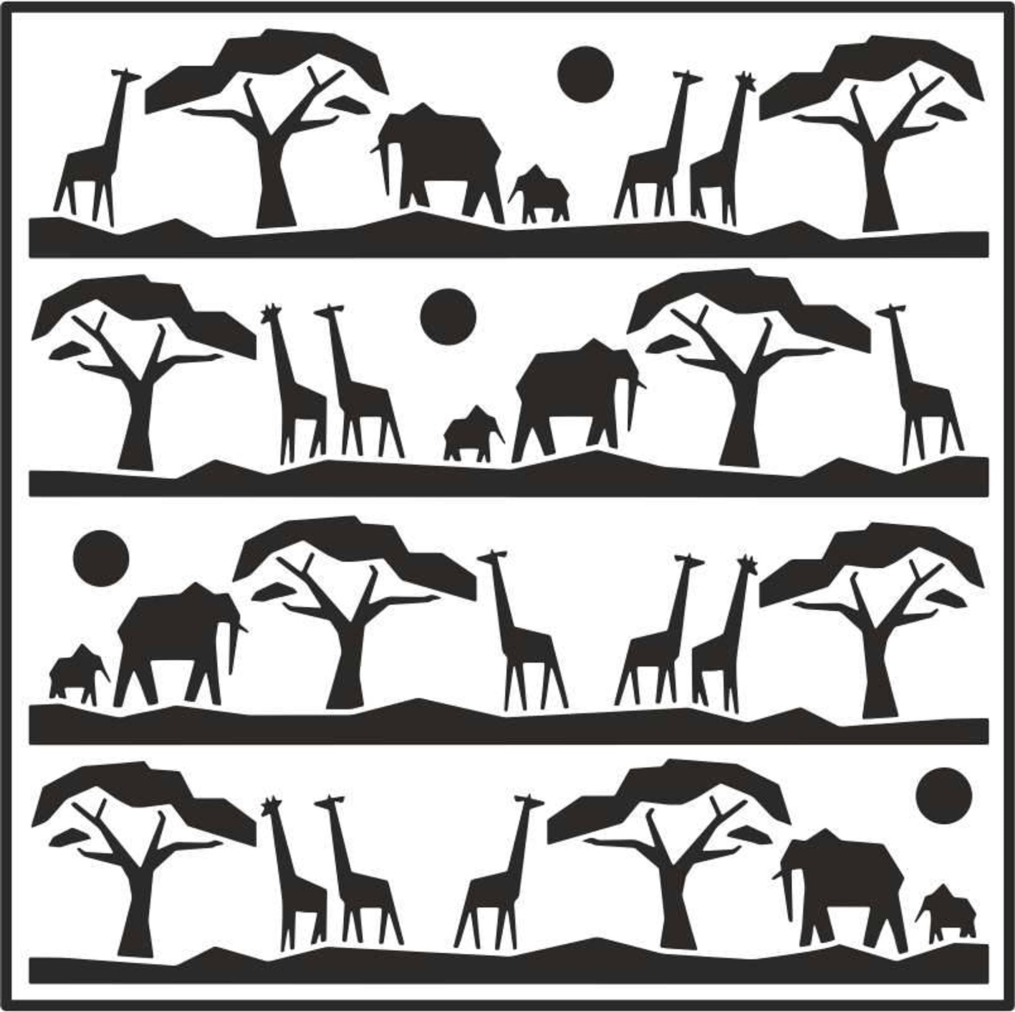 Sue Wilson Safari Landscape 7 in x 7 in  Stencil
