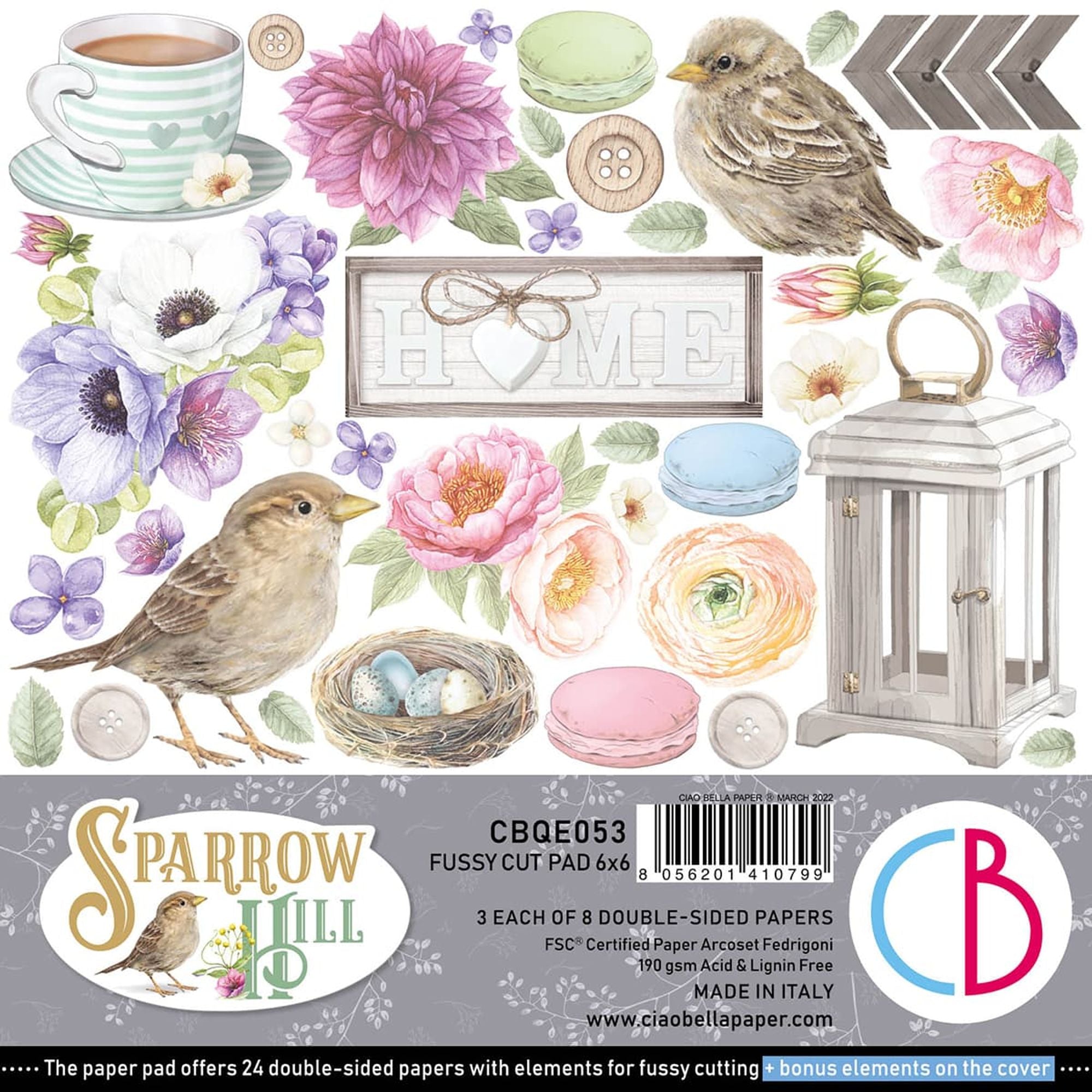 Ciao Bella Sparrow Hill Fussy Cut Pad 6x6 24/Pkg