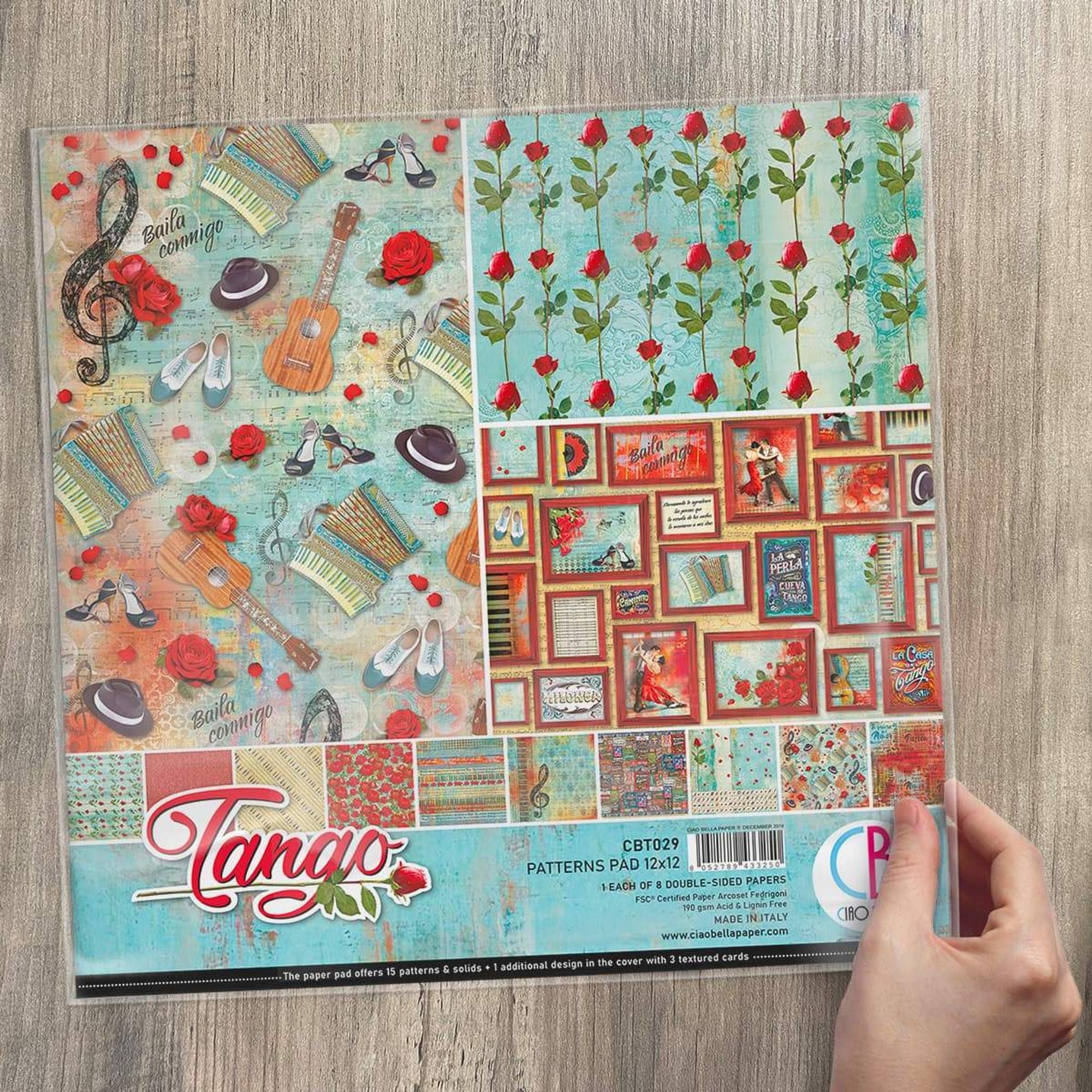 Ciao Bella Tango Patterns Pad 12"x12" 8/Pkg