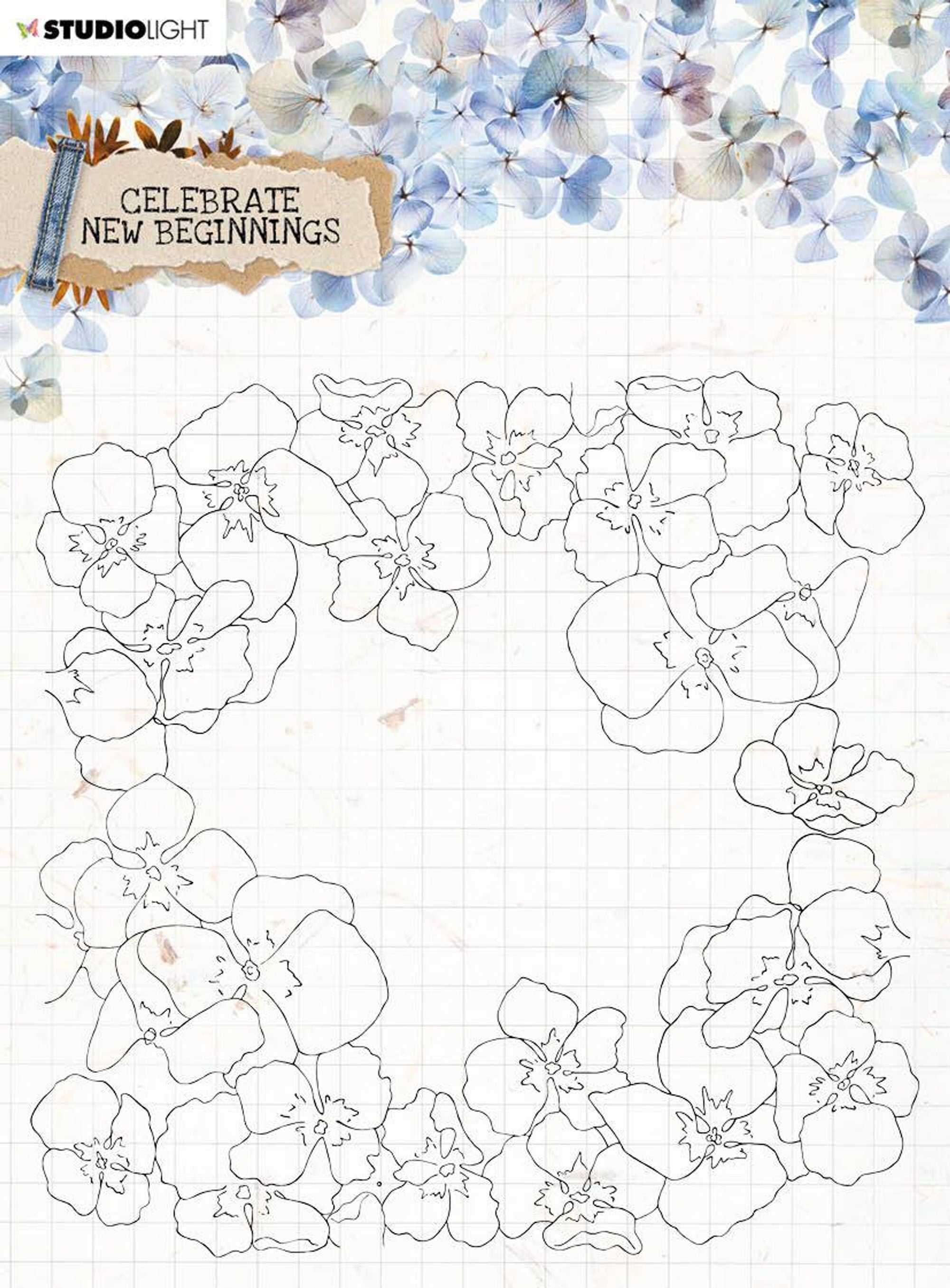 Clear Stamp background Celebrate New Beginnings 150x150mm nr.518
