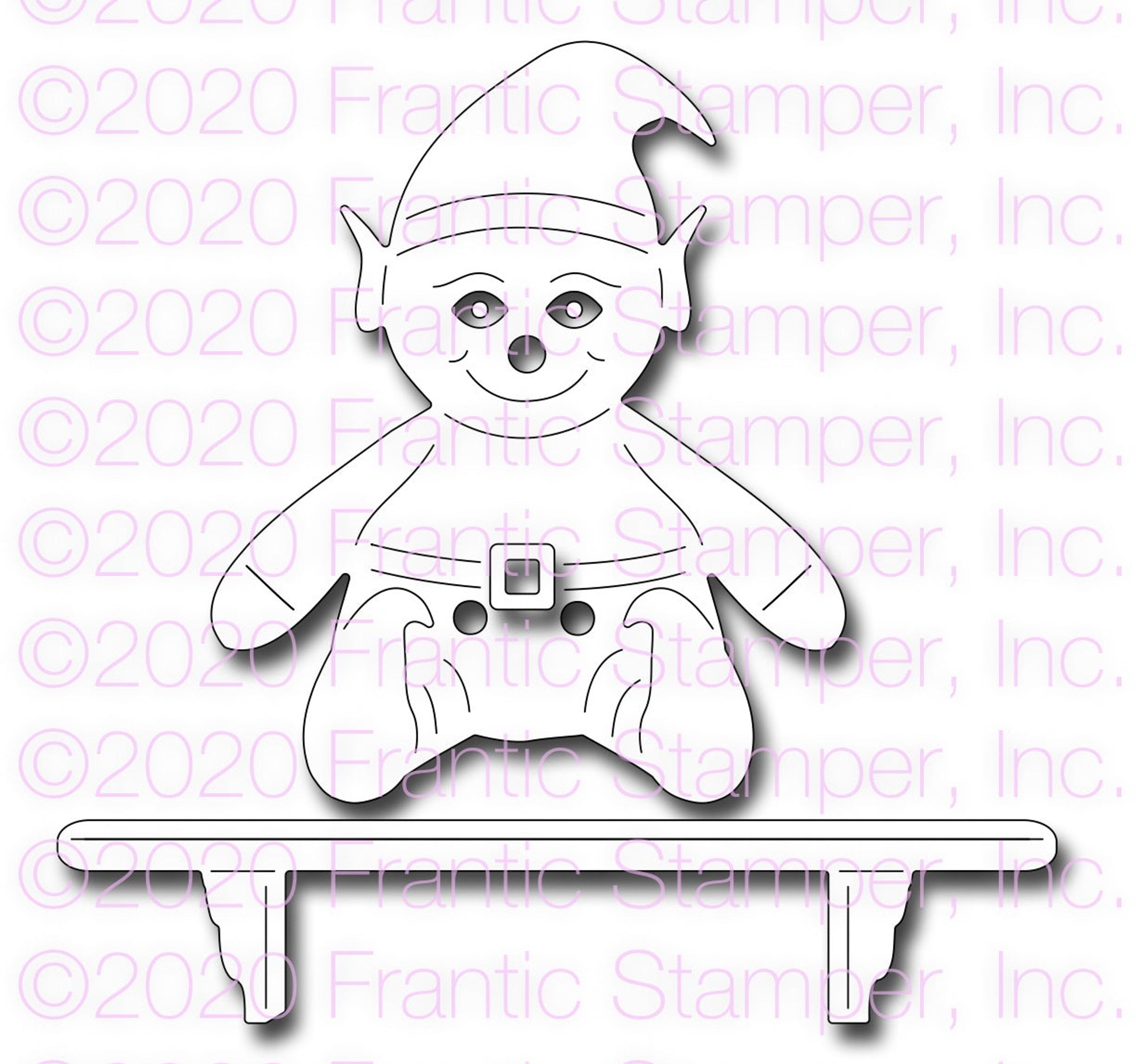 Frantic Stamper Precision Die - Cute Elf and his shelf