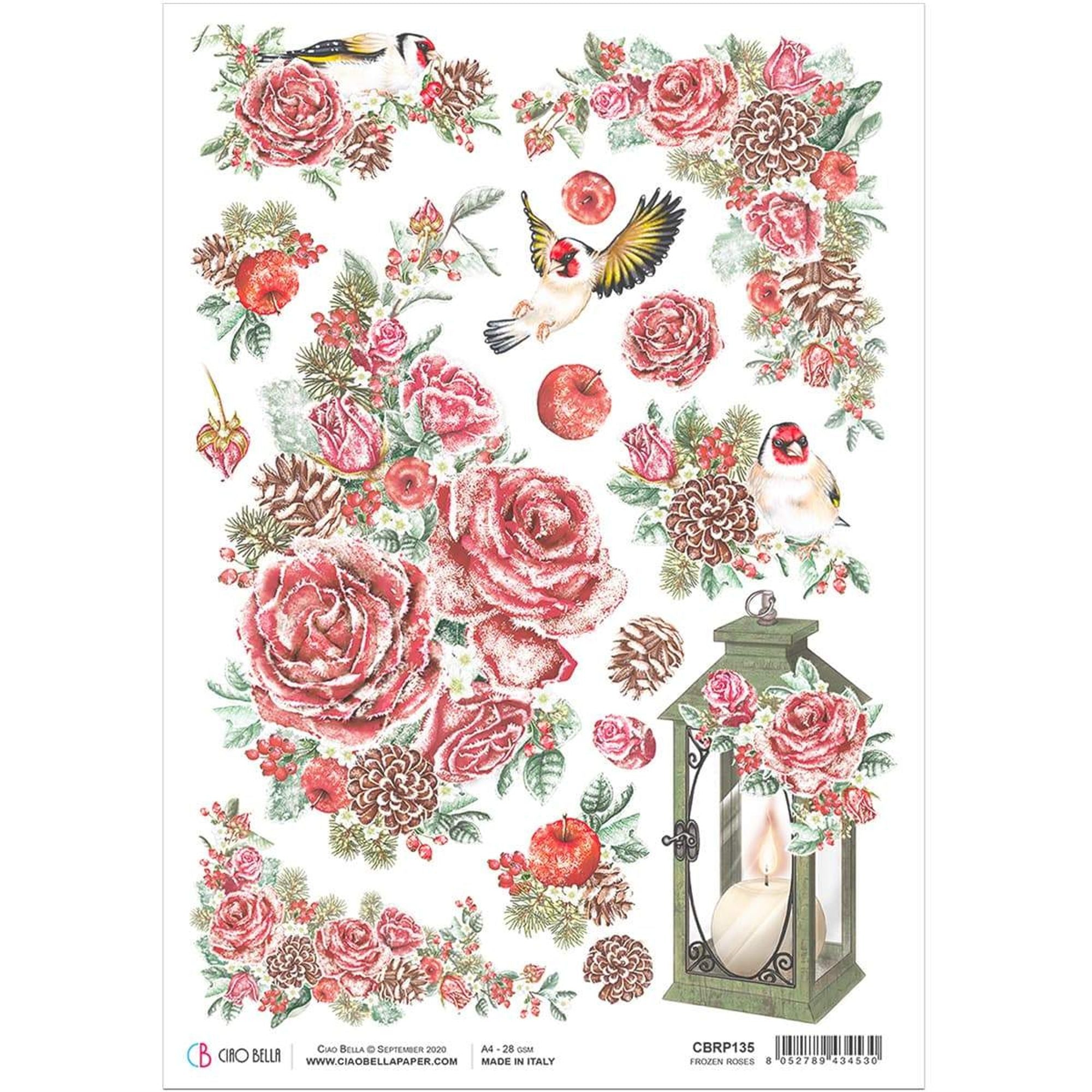 Ciao Bella Rice Paper A4 Frozen Roses