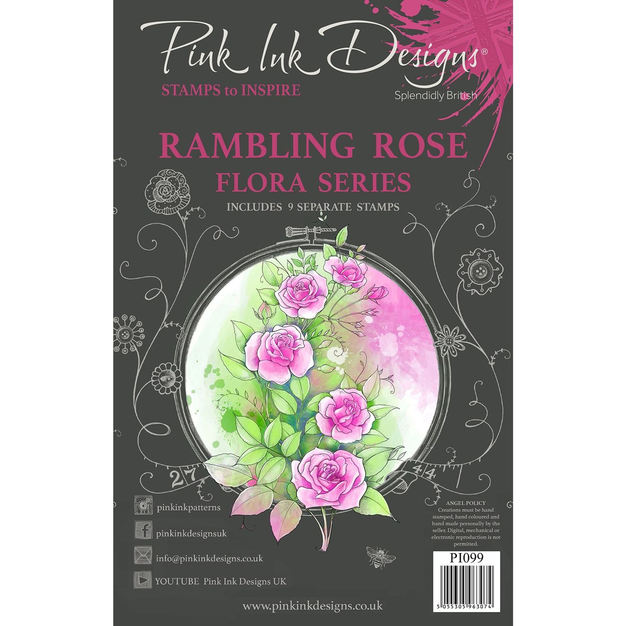 Pink Ink Designs Rambling Rose A5 Clear Stamp Set