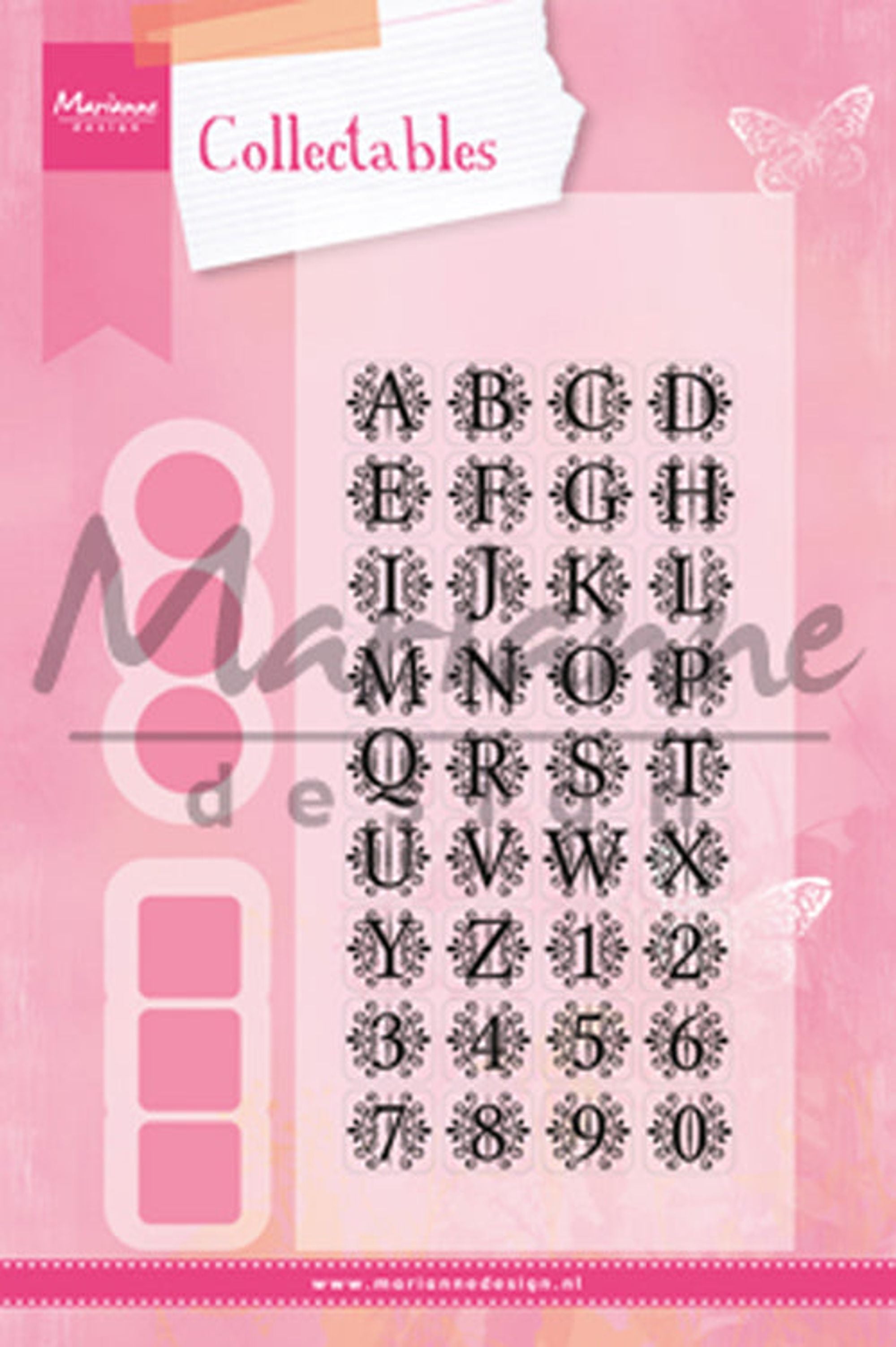 Marianne Design: Collectables Die Set - Vintage Alphabet Die & Stamp Set