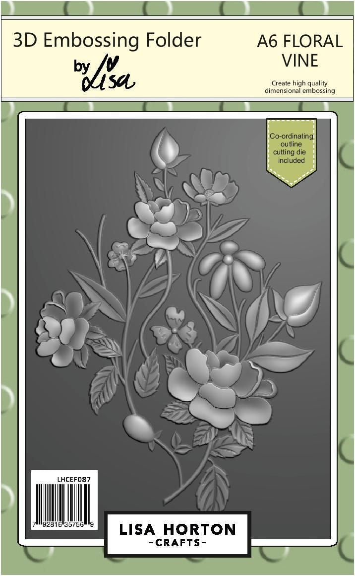Floral Vine  A6 3D Embossing Folder  with Die