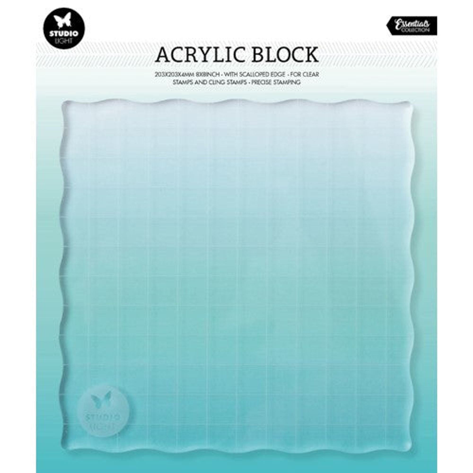 SL Acrylic Stamp Block For Clear And Cling Stamps With Grid Essentials 203.2x203.2x8mm 1 PC nr.05