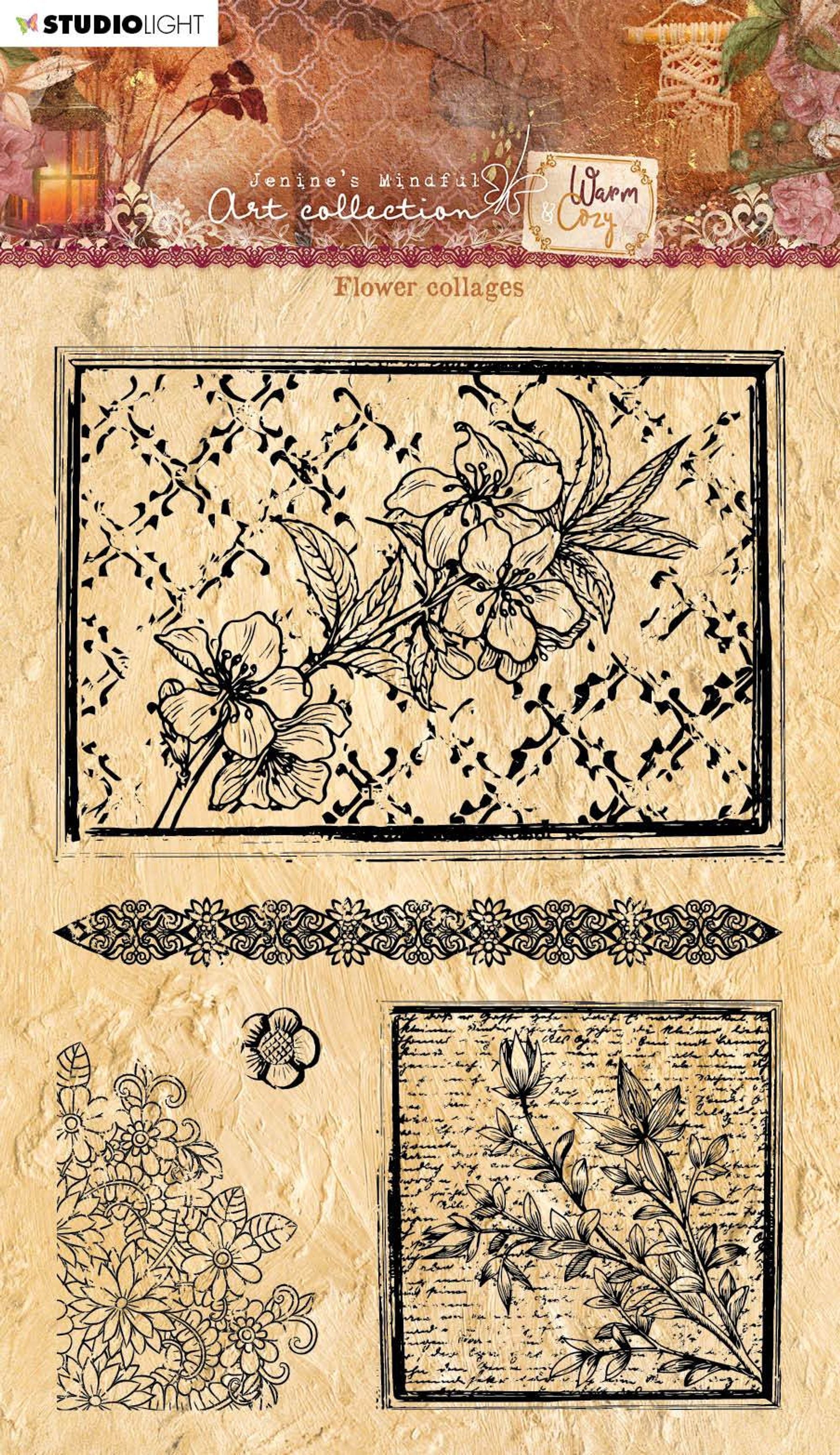 JMA Clear Stamp Flower Collages Warm & Cozy 105x210x3mm 1 pc nr.109