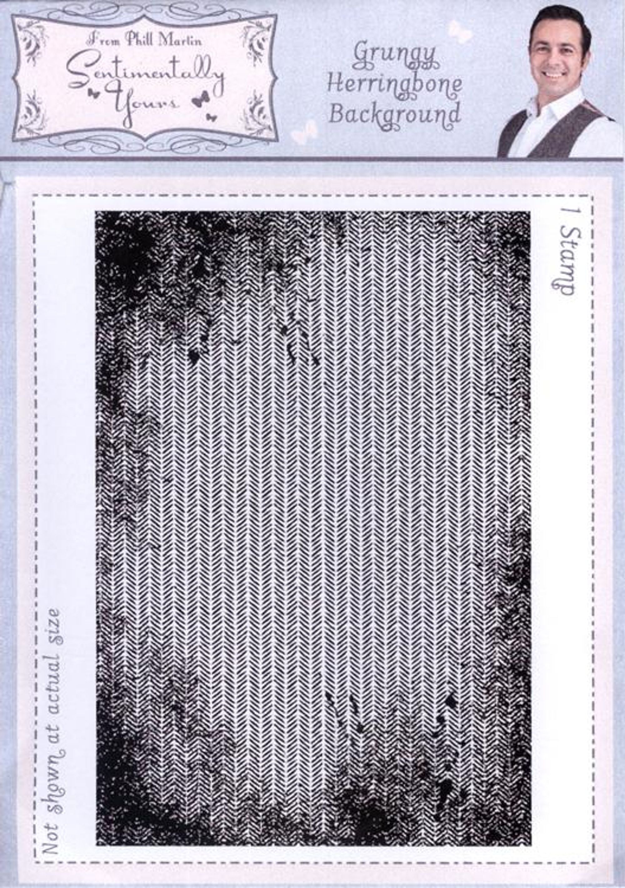 Whitewashed Herringbone Background Stamp